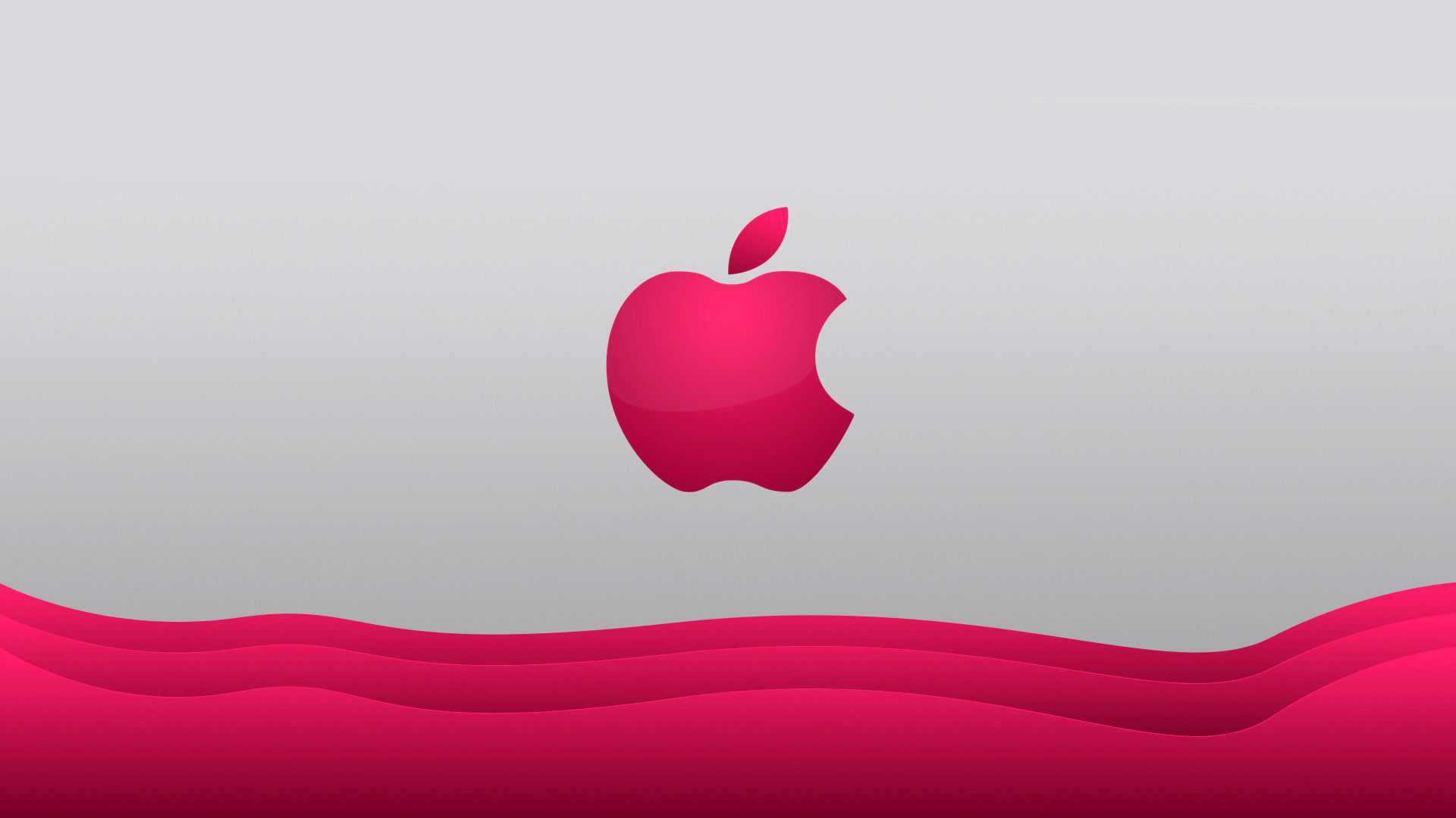 Logo Apple, Onde, Rosa, Grigio, 16:9 Full HD, wallpaper widescreen