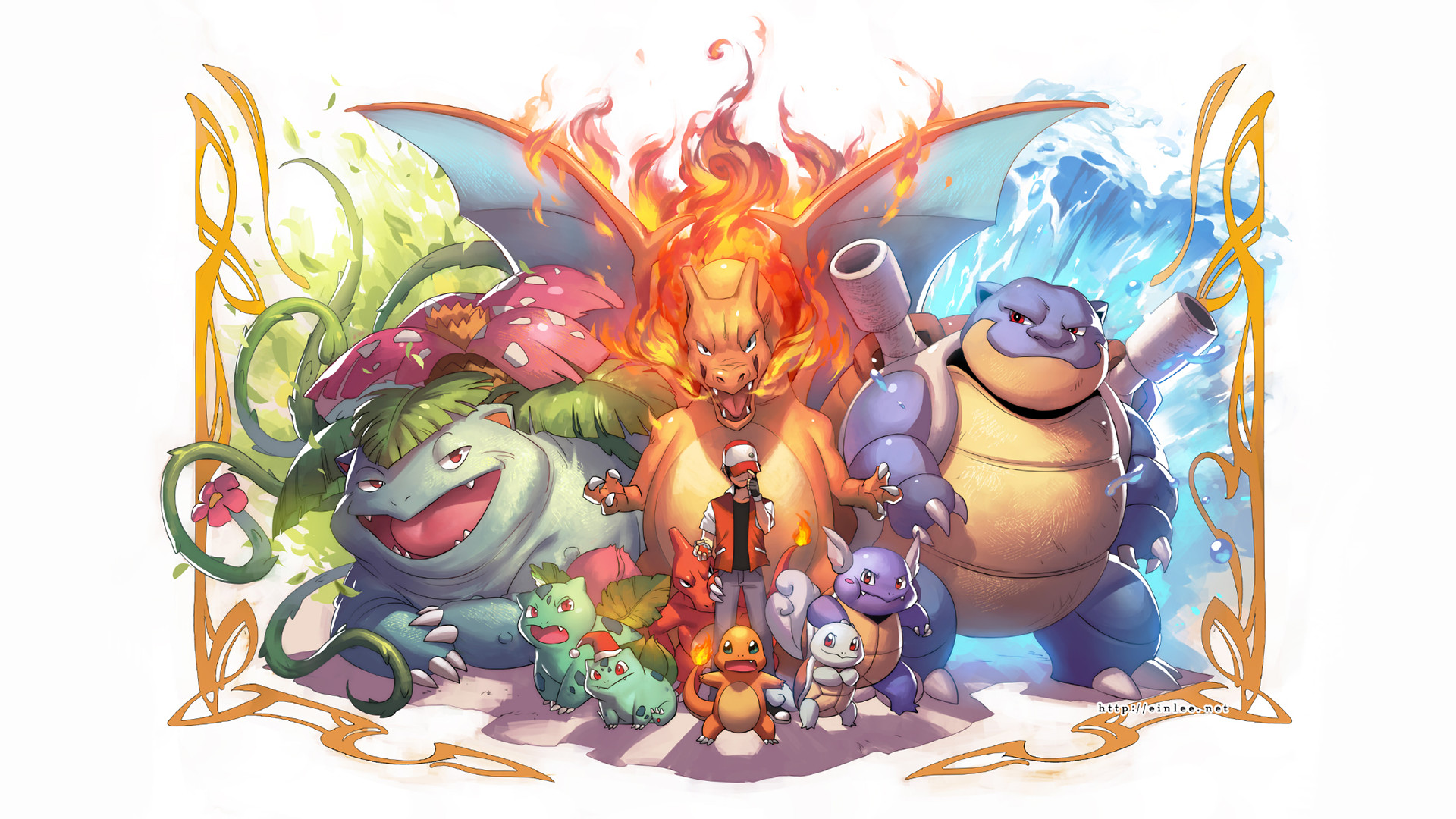 Venusaur, Charizard, Blastoise, Red, Pokémon, Full HD 1080p, sfondo desktop