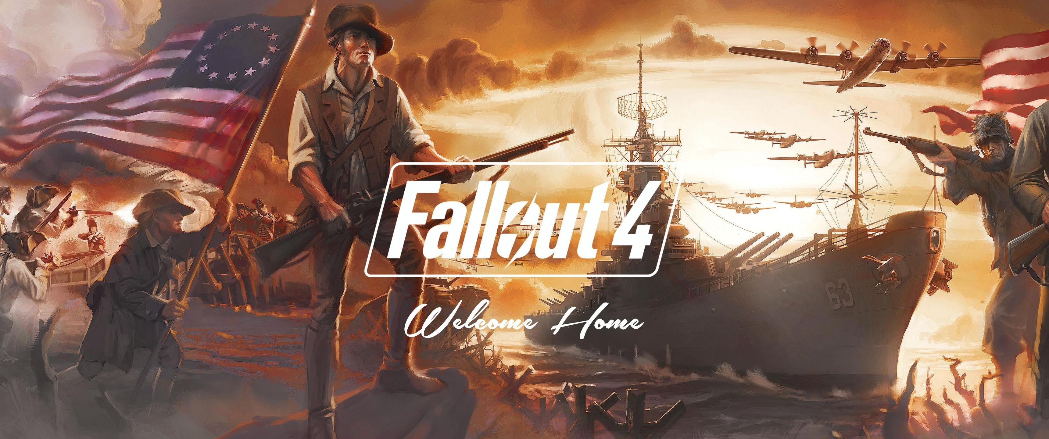 Fallout 4, Welcome Home, Logo, Pittura patriottica, Bandiera americana, sfondo 2K per PC