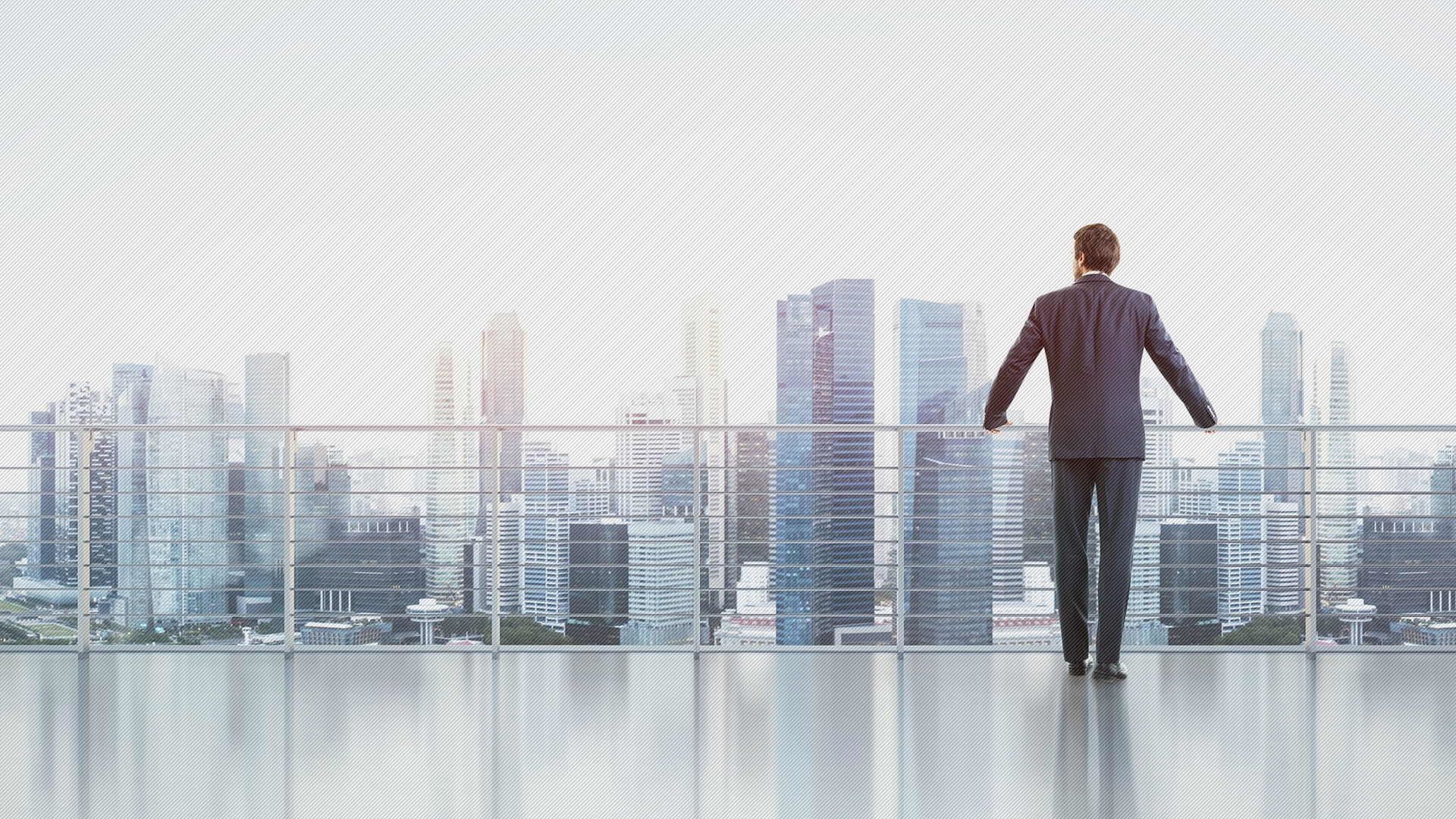 Uomo d'affari, Skyline, Grattacieli, Terrazza, 16:9 Full HD, wallpaper widescreen