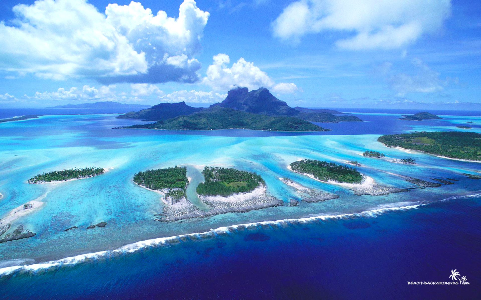 Bora Bora, Polinesia francese, Atollo, Vista aerea, Laguna, 1920x1200, sfondo per PC