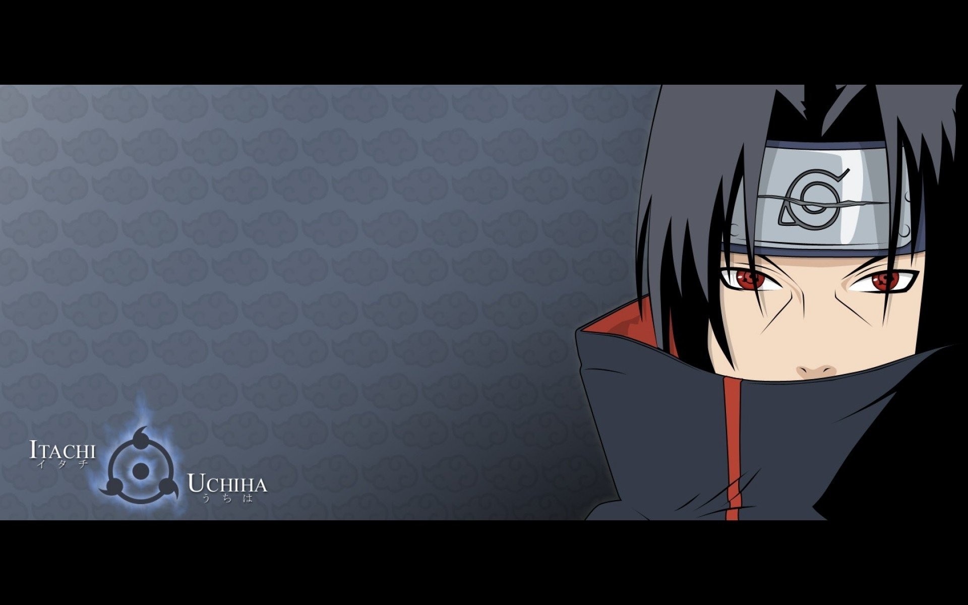 Itachi Uchiha, Naruto, Sharingan, Sfondo grigio, Full HD, wallpaper per computer