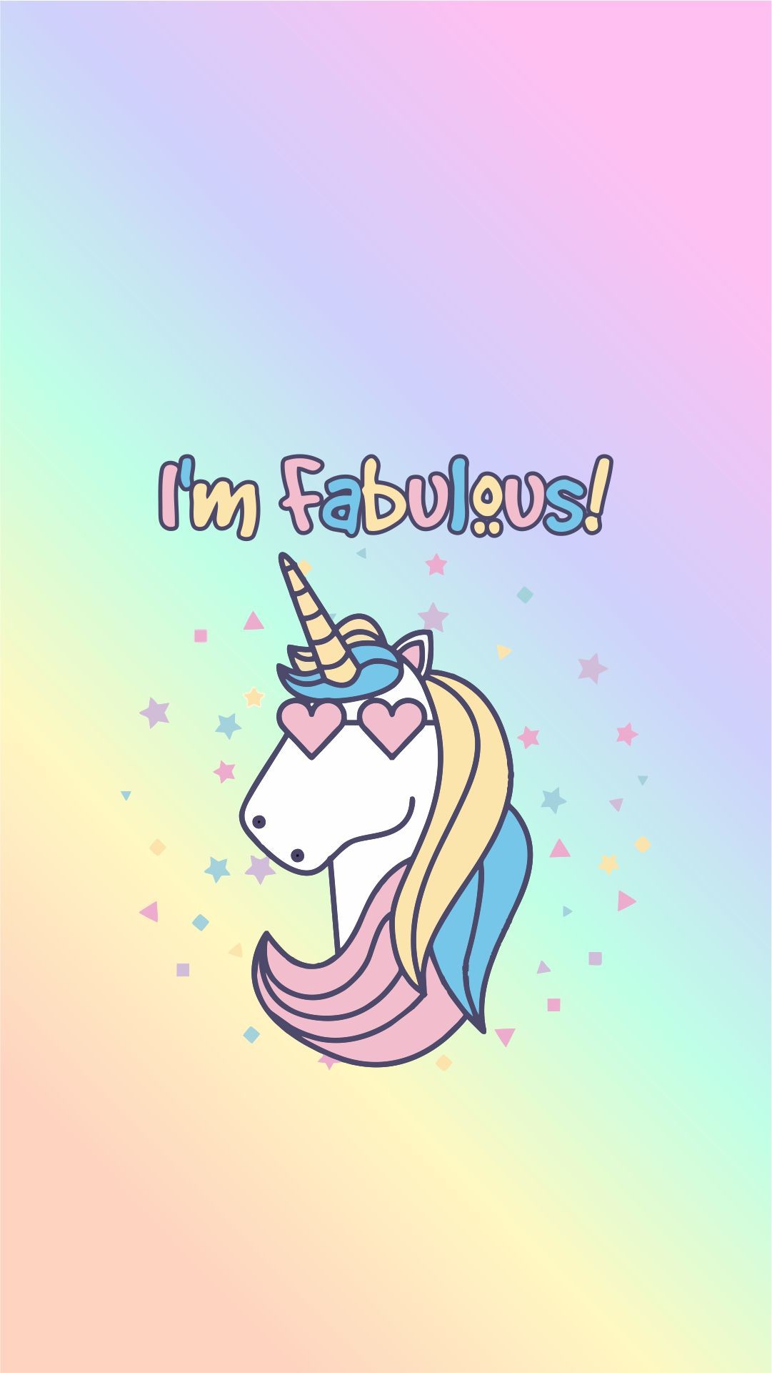 Unicorno, I'm Fabulous, Kawaii, Gradiente arcobaleno, Full HD, schermata di blocco del cellulare