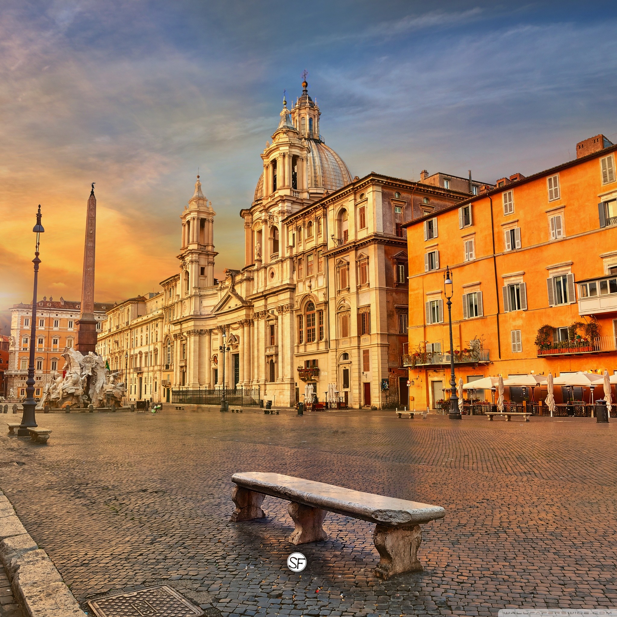 Piazza Navona, Sant'Agnese in Agone, Roma, Alba, Full HD, schermata di blocco iPad