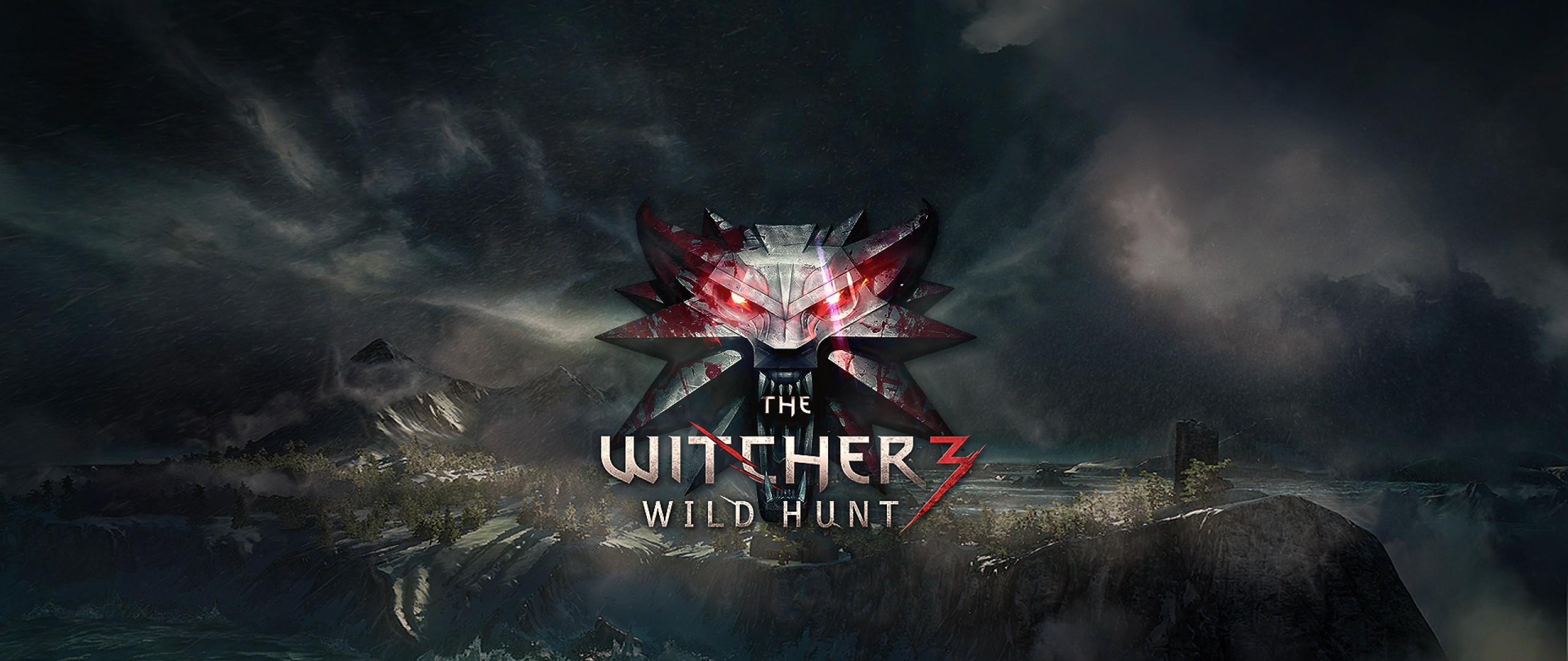 The Witcher 3: Wild Hunt, Logo, Medaglione del Lupo, Paesaggio, Full HD, wallpaper per PC