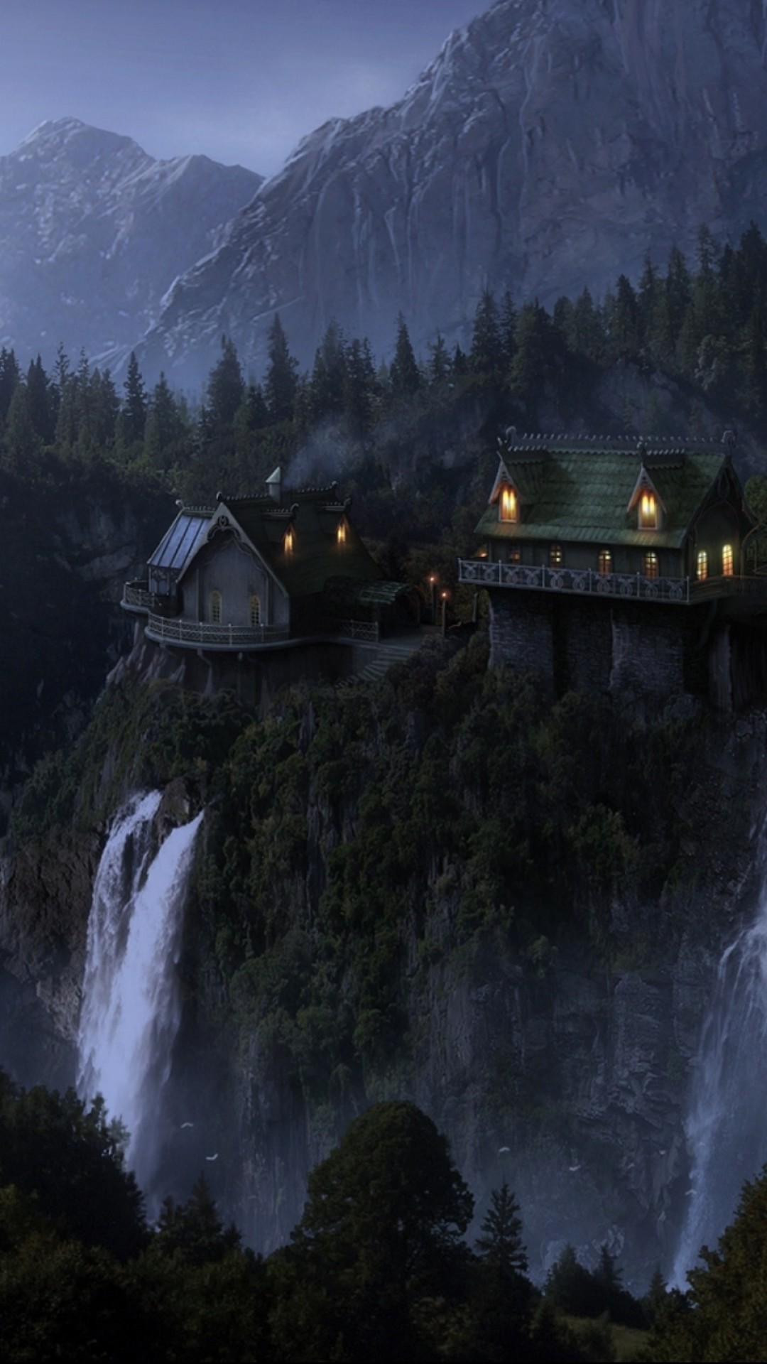 Gran Burrone, Rivendell, Cascata, Il Signore degli Anelli, Full HD, sfondo verticale per cellulare