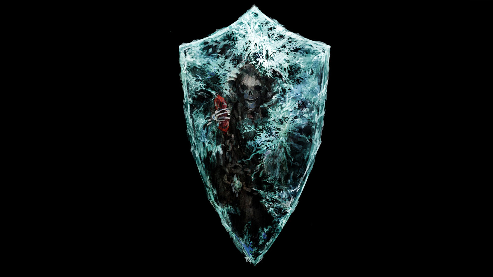 Dark Souls II, Scudo, Ghiaccio, Sfondo nero, Full HD, wallpaper per PC