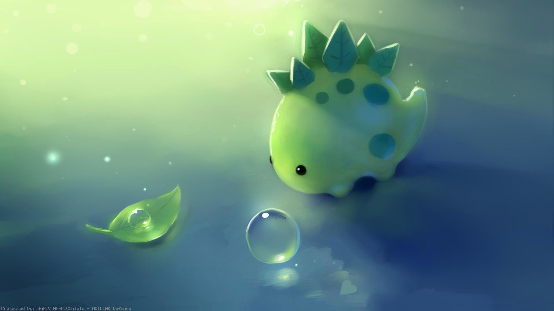 Dinosauro, Kawaii, Goccia, Verde, 1920x1080, immagine di sfondo