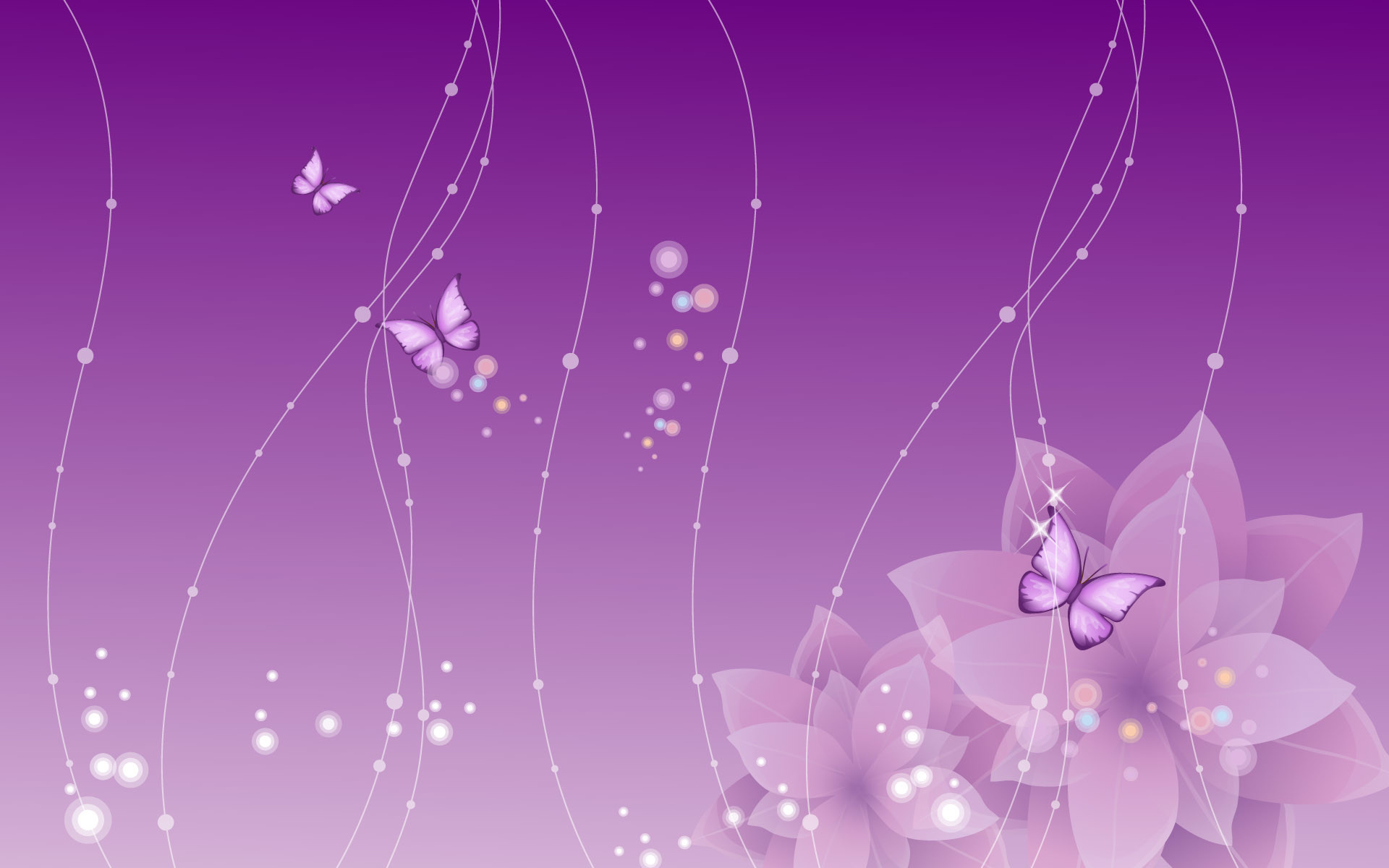 Viola, Farfalle, Fiori, Illustrazione, 1920x1200, immagine di sfondo