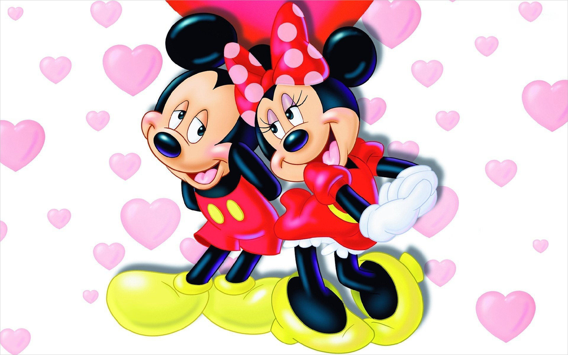 Topolino, Minnie, Cuori, Amore, 1920x1200, sfondo per PC