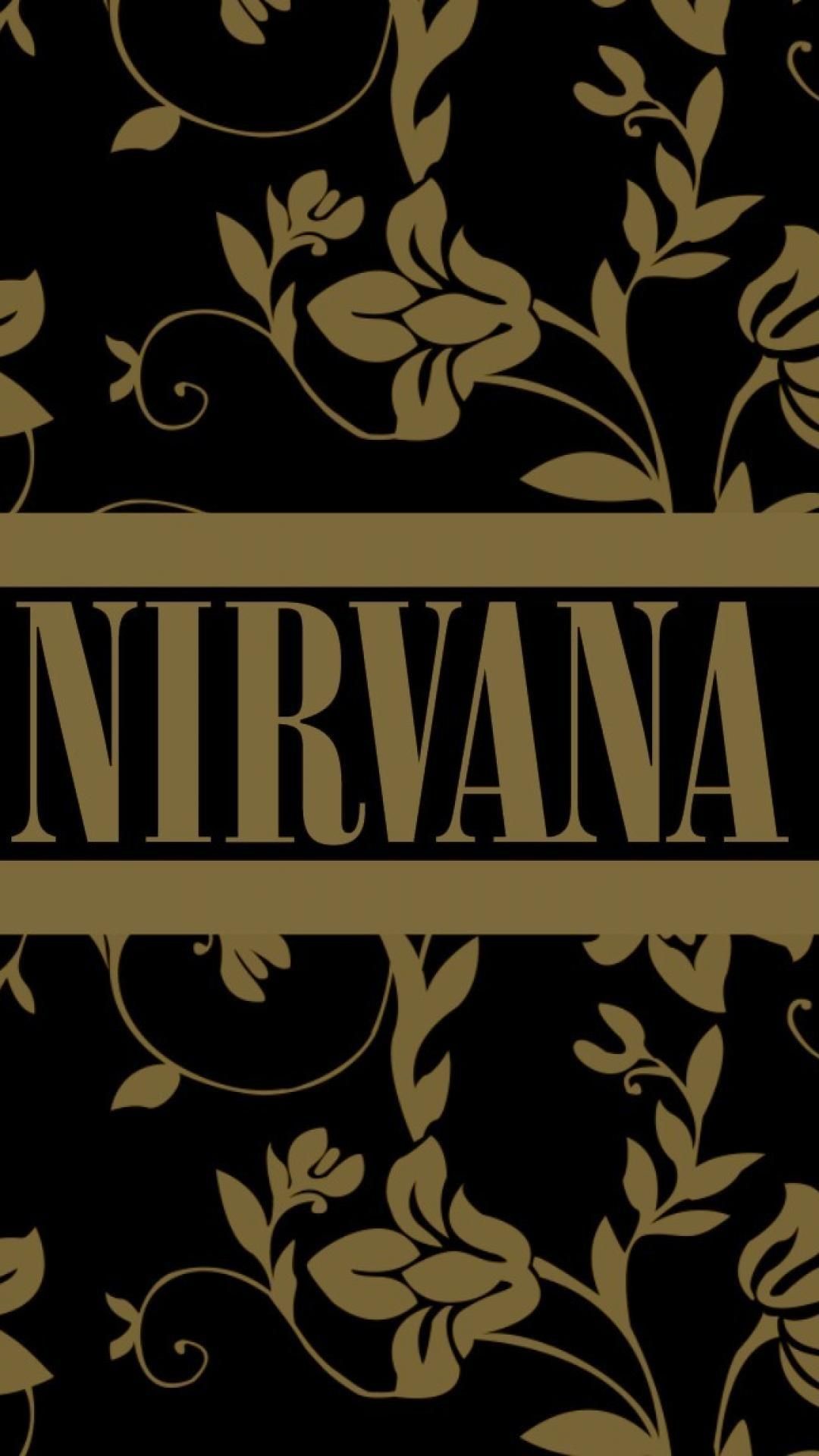 Logo Nirvana, Nirvana, Motivo floreale, Oro, 1080x1920, schermata di blocco iPhone
