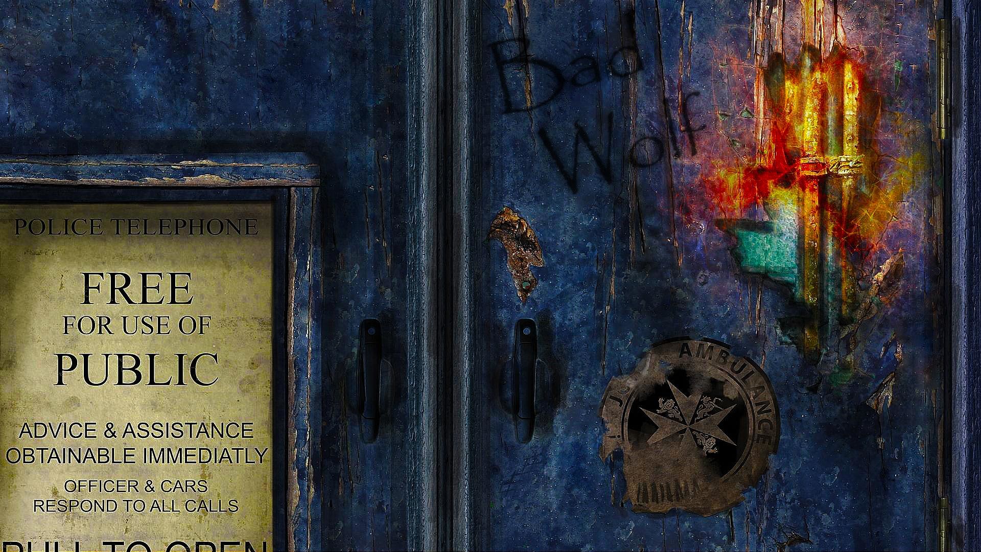 Porta della TARDIS, TARDIS, Bad Wolf, Doctor Who, Graffiti, Full HD 1080p, sfondo desktop