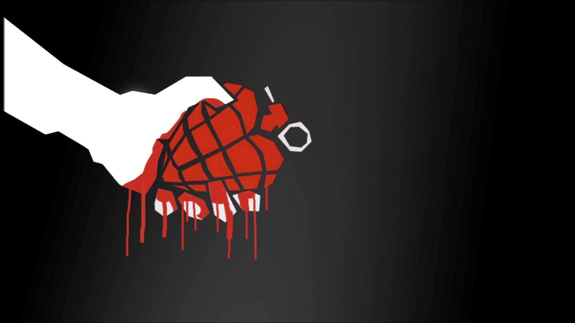 American Idiot, Green Day, Granata a cuore, Sfondo nero, 16:9 Full HD, wallpaper widescreen