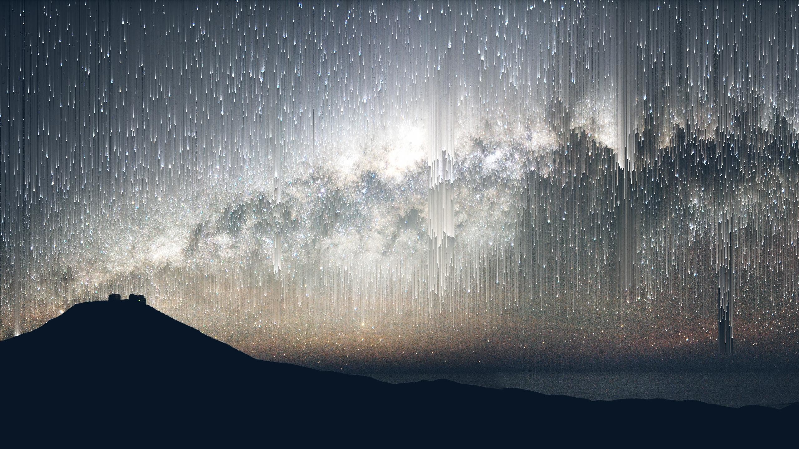 Via Lattea, Cielo stellato, Silhouette, Notte, 2560x1440, immagine di sfondo