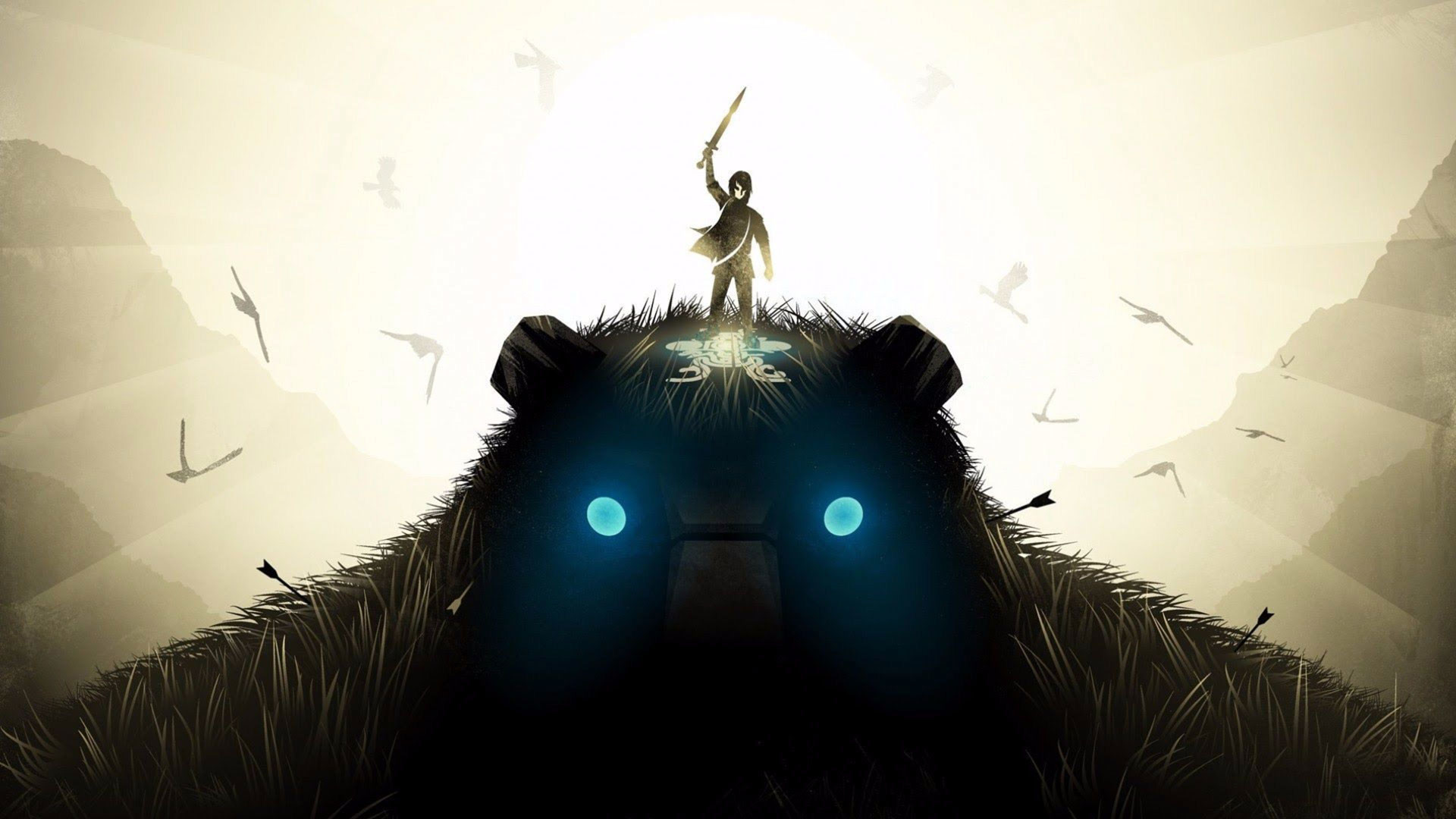 Trico, The Last Guardian, Ragazzo, Occhi luminosi, Silhouette, Full HD, sfondo per portatile
