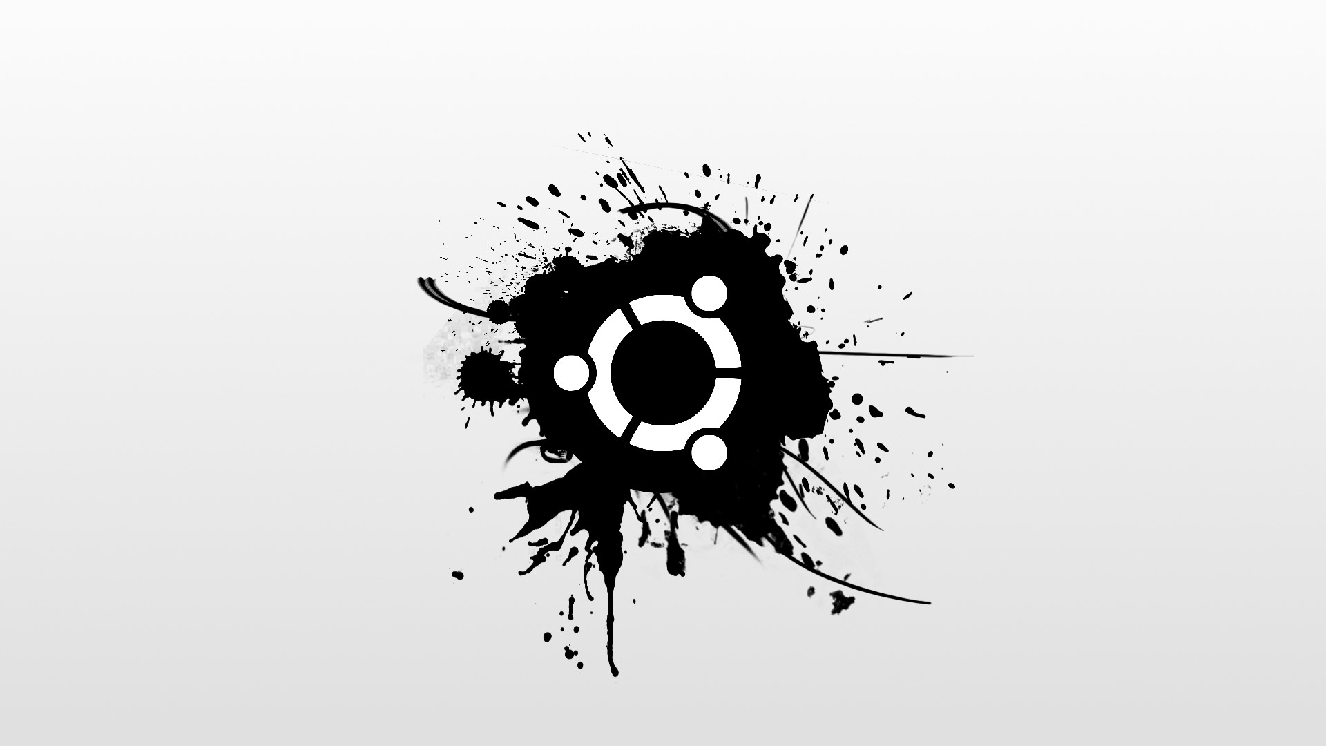 Logo Ubuntu, Schizzo d'inchiostro, Bianco e nero, 1920x1080, sfondo per PC
