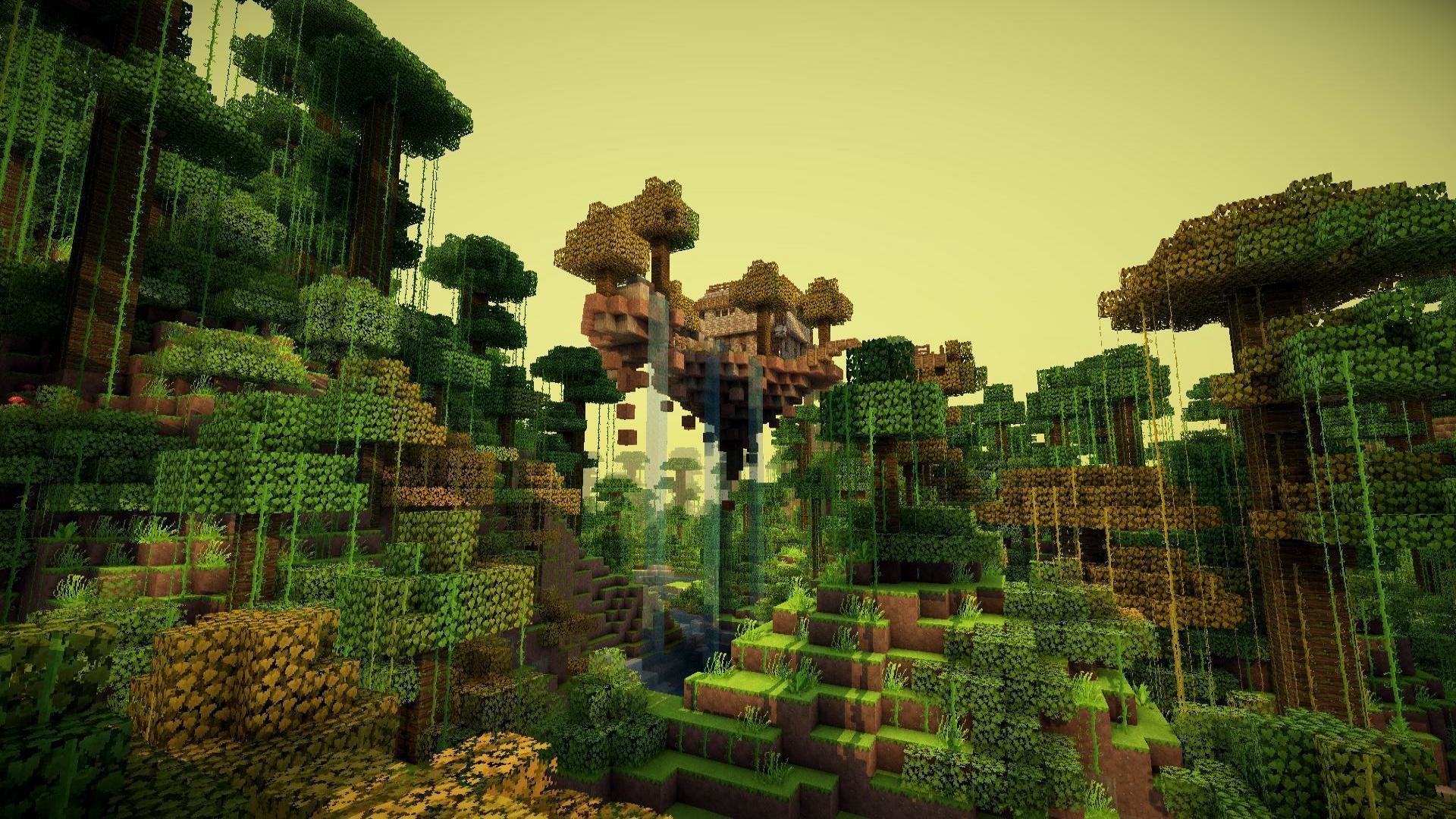 Minecraft, Giungla, Shader, Alberi, Verde, 1920x1080, immagine di sfondo