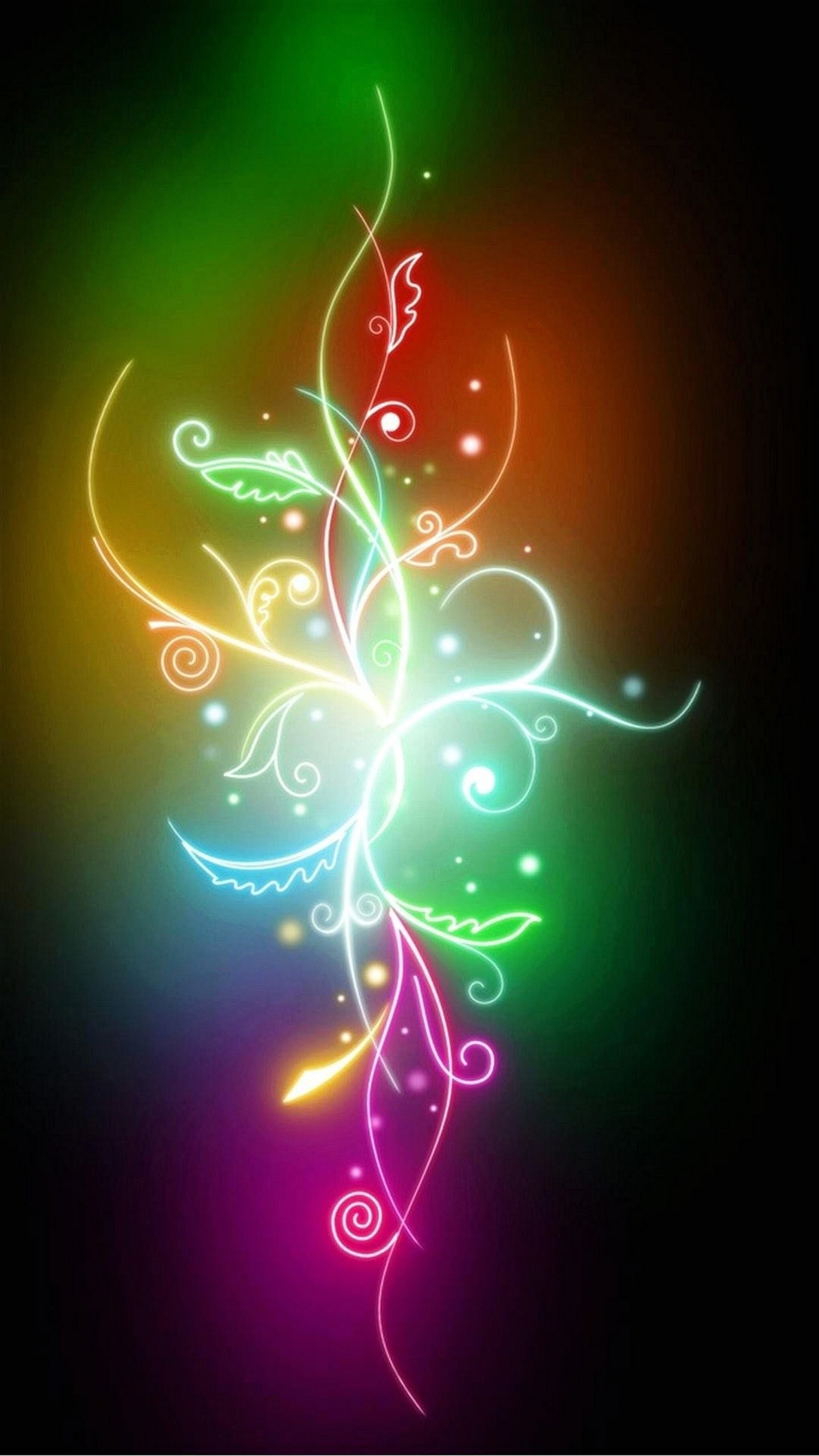 Ghirigori luminosi, Neon, Sfondo nero, schermata Home LG G4