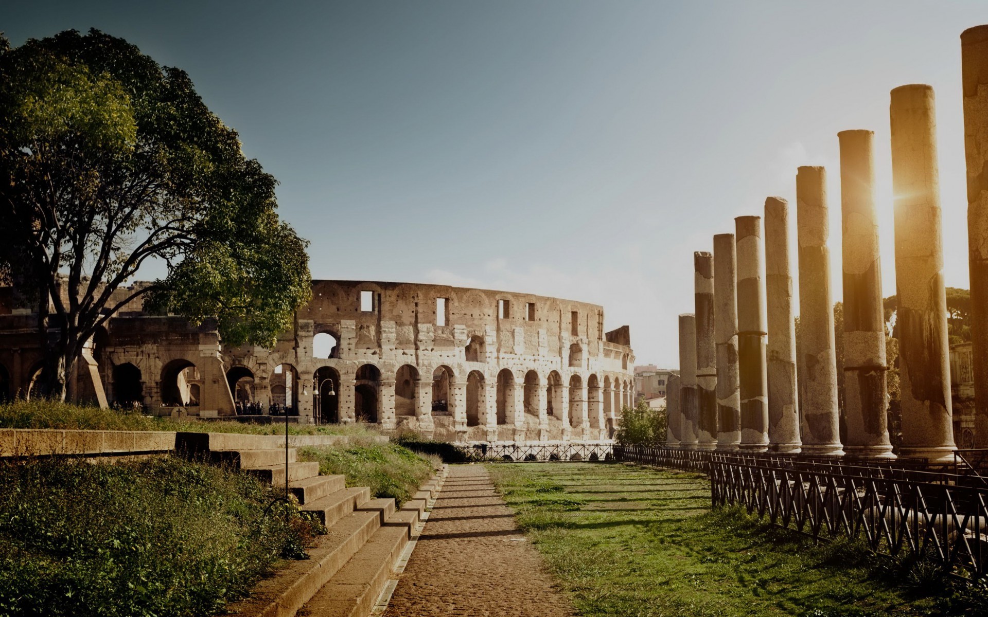 Colosseo, Tempio di Venere e Roma, Roma, Colonne, 16:10 Full HD, sfondo widescreen