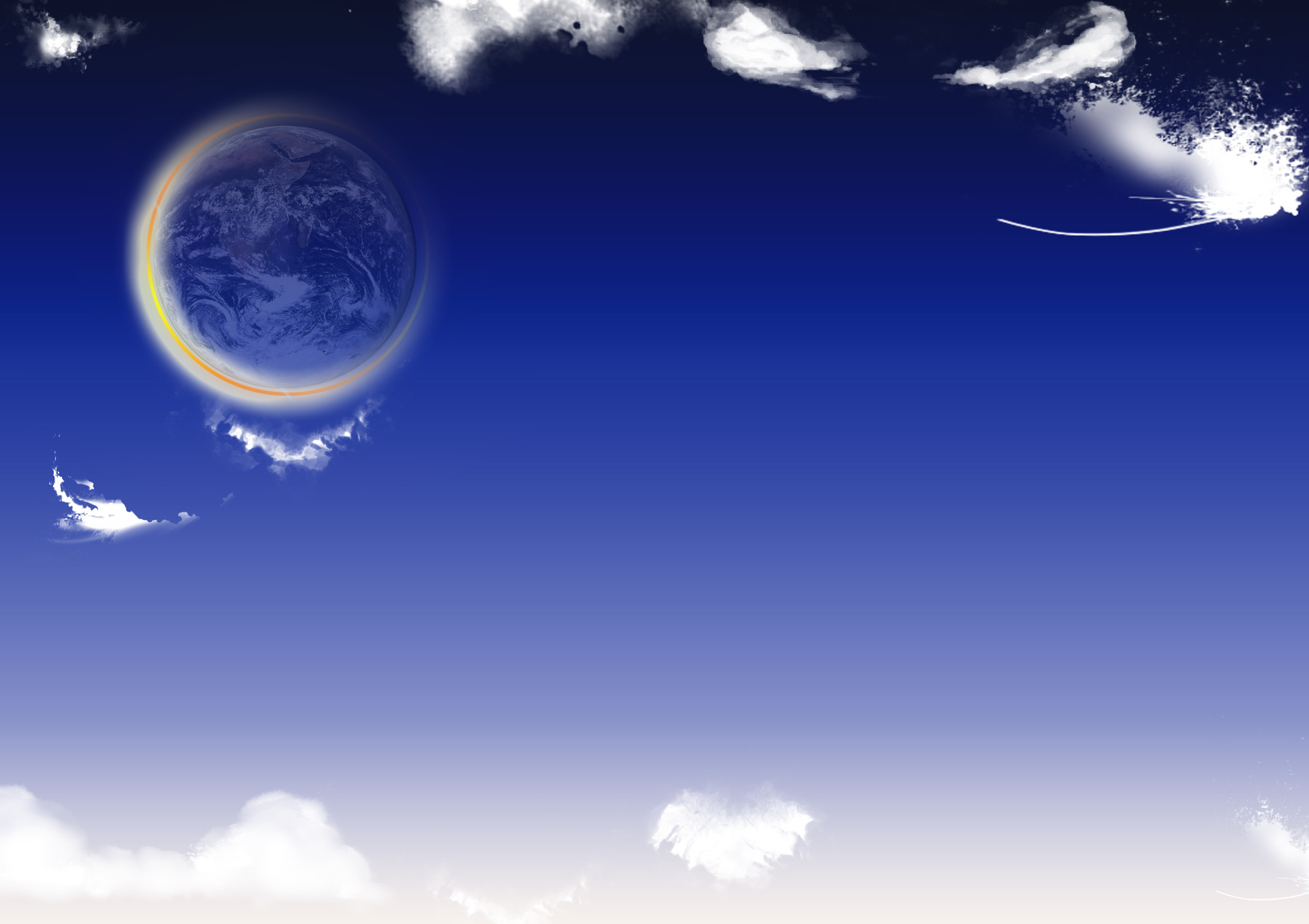 Terra, Cielo blu, Nuvole, Spazio, Fantasy, Full HD, sfondo Windows 11