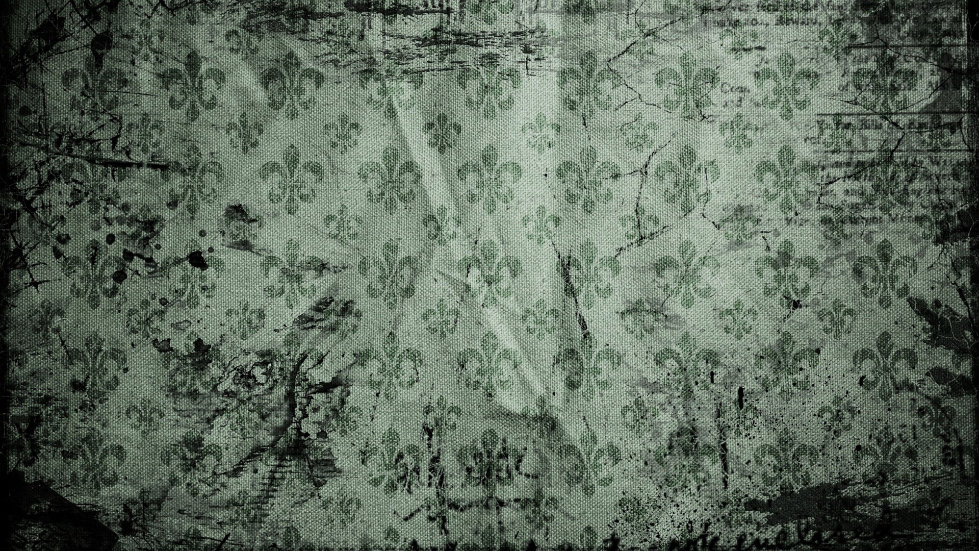 Carta da parati damascata, Giglio, Verde salvia, Texture grunge, sfondo desktop 1920x1080