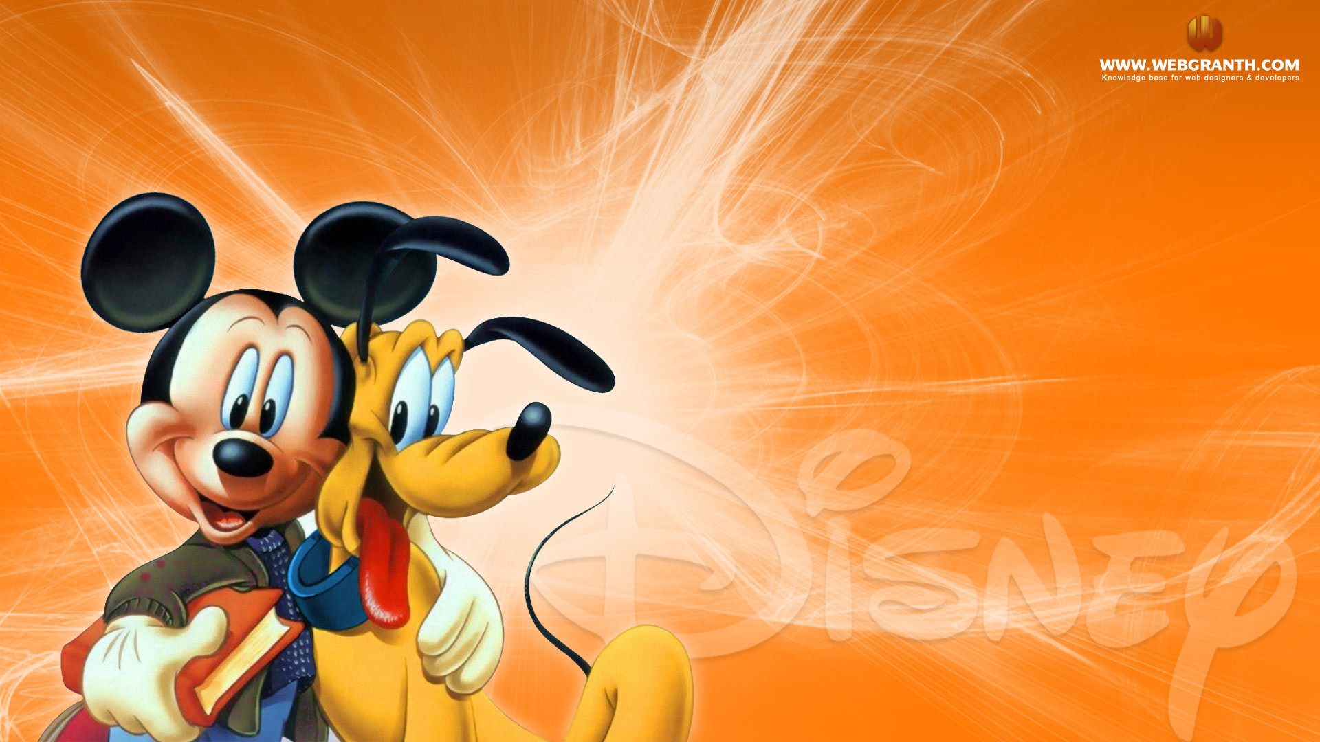 Topolino, Pluto, Disney, Arancione, Full HD 1080p, sfondo desktop