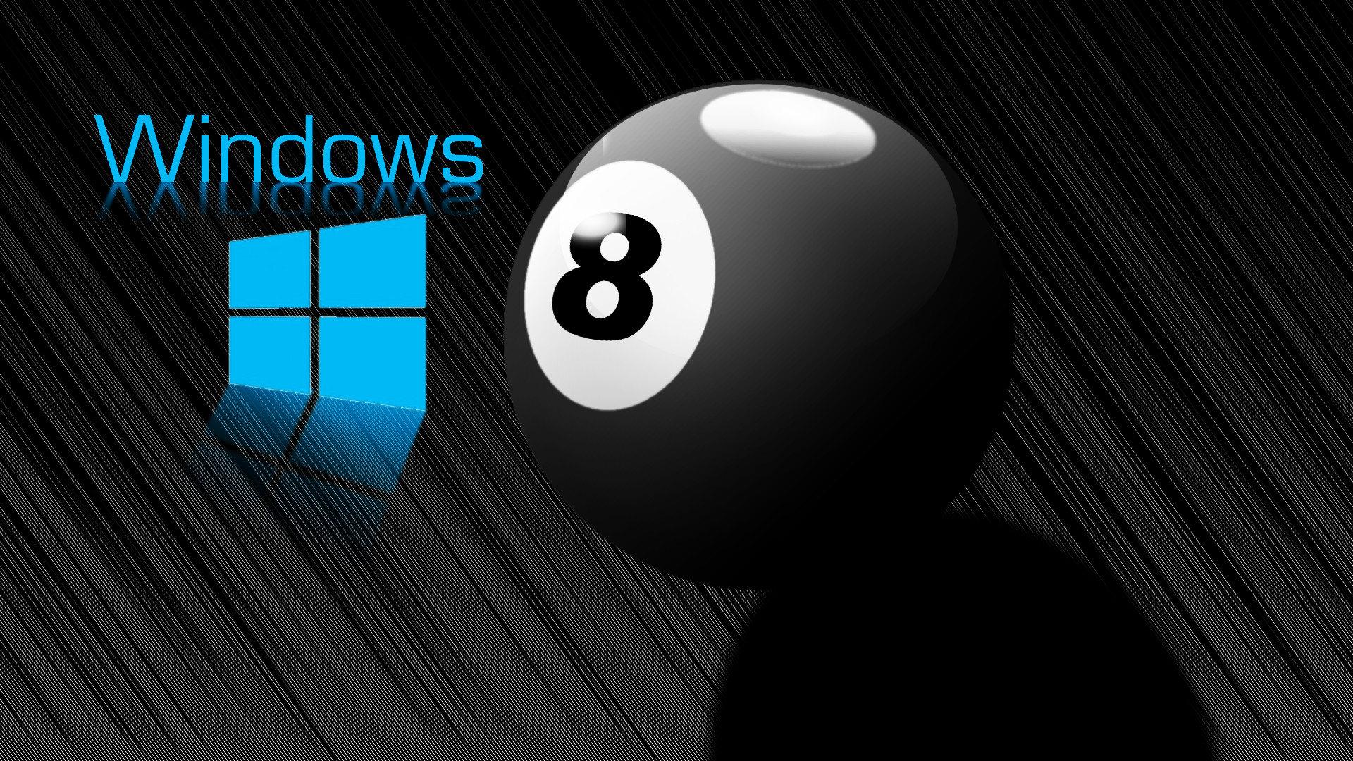 Windows 8, Palla da biliardo numero 8, Logo Windows, Sfondo nero, wallpaper per portatile