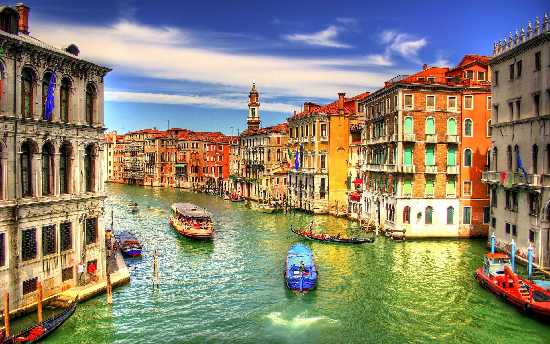 Canal Grande, Venezia, Palazzi, Vaporetto, 1920x1200, sfondo per PC