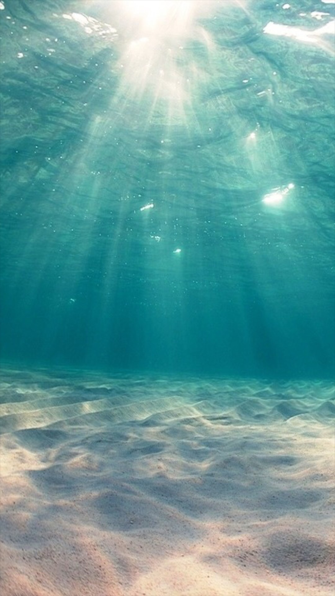 Sott'acqua, Raggi di sole, Fondale sabbioso, Turchese, wallpaper iPhone 4K