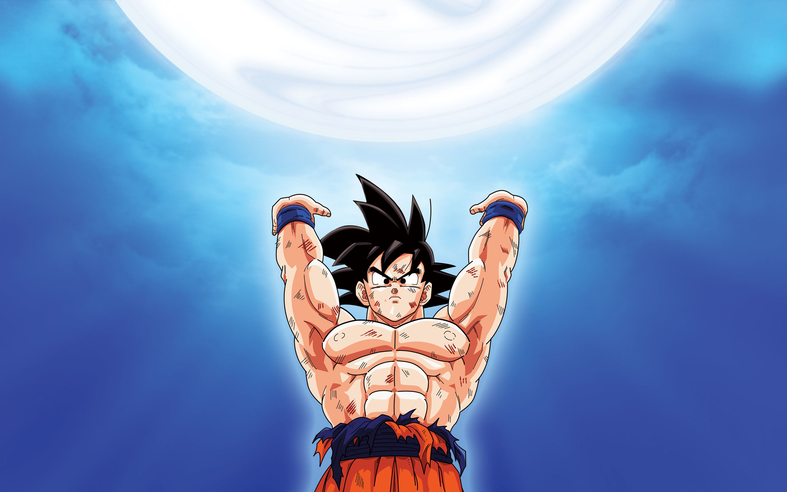 Goku, Dragon Ball Z, Genkidama, Cielo blu, 2K, sfondo per portatile