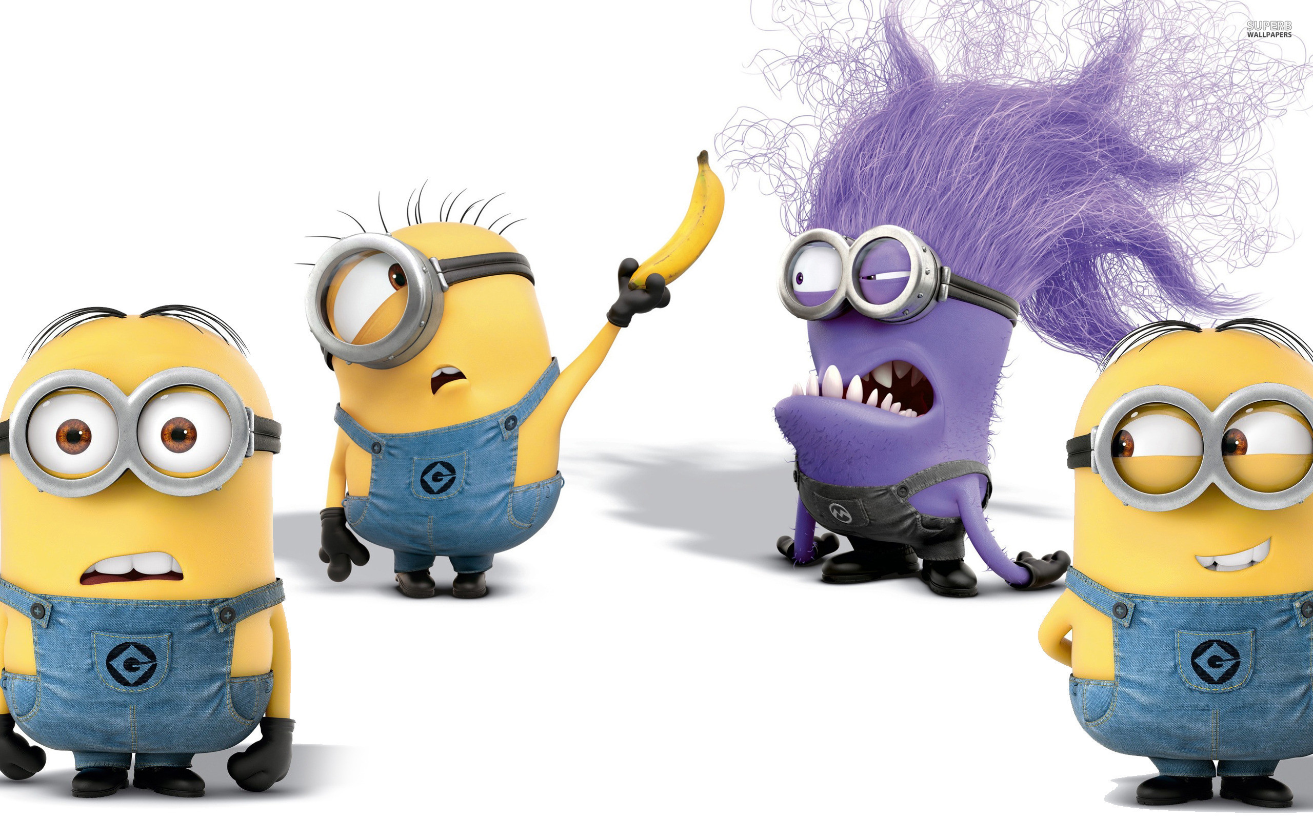 Minions, Minion viola, Cattivissimo me 2, Banana, 2560x1600, sfondo per PC
