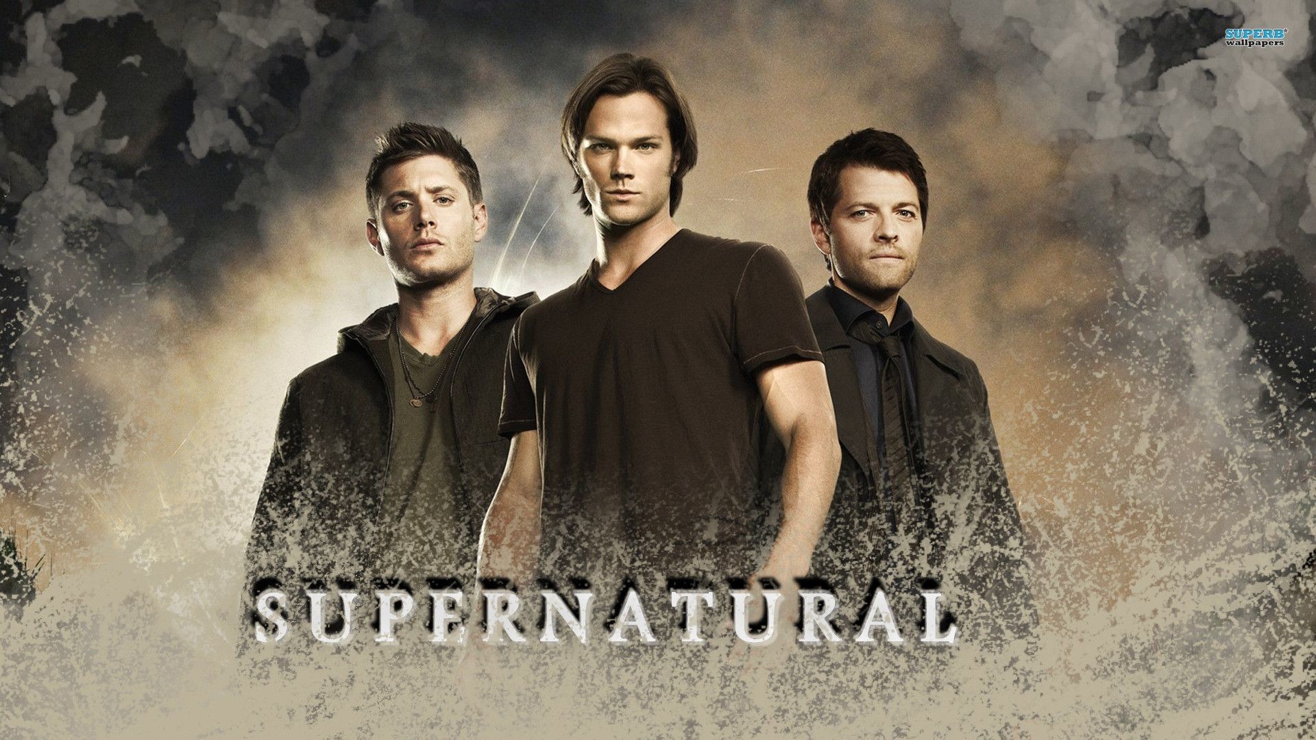 Supernatural, Dean Winchester, Sam Winchester, Castiel, Logo, 16:9 Full HD, wallpaper widescreen