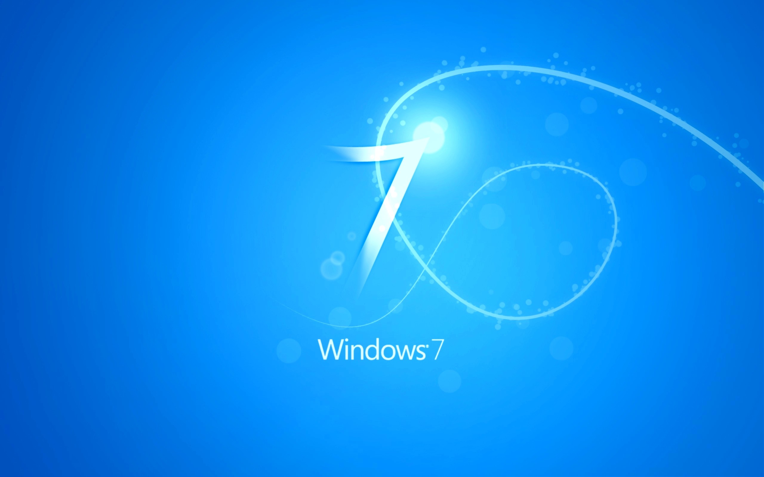 Windows 7, Numero 7, Sfondo blu, 2K, wallpaper desktop