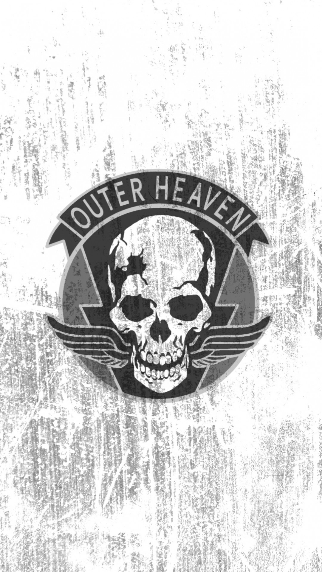 Outer Heaven, Metal Gear, Teschio, Logo, Sfondo bianco, 1080x1920, schermata di blocco iPhone