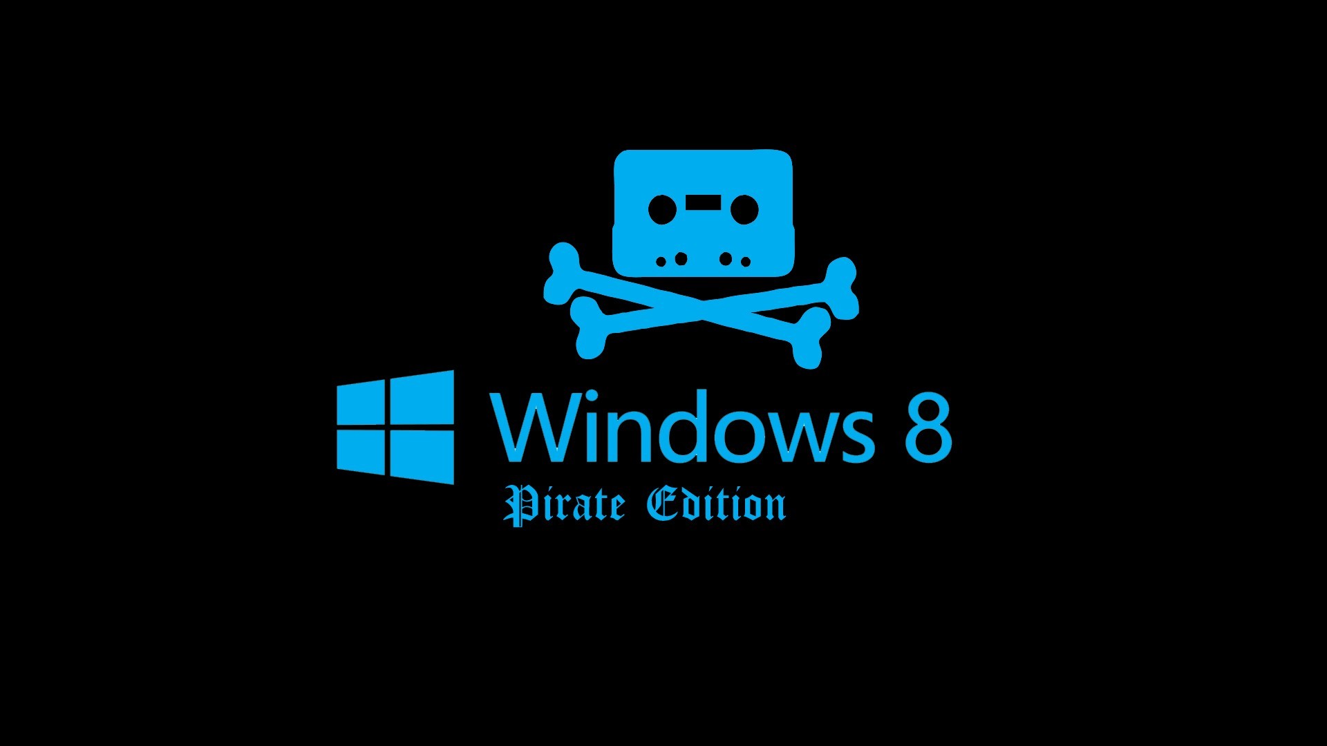 Windows 8, Pirate Edition, Teschio, Sfondo nero, Full HD, wallpaper per PC