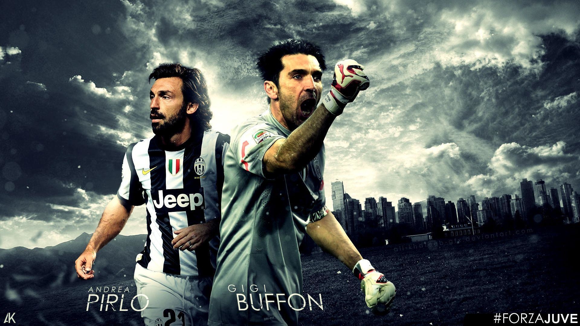Andrea Pirlo, Gianluigi Buffon, Juventus, Forza Juve, 1920x1080, immagine di sfondo