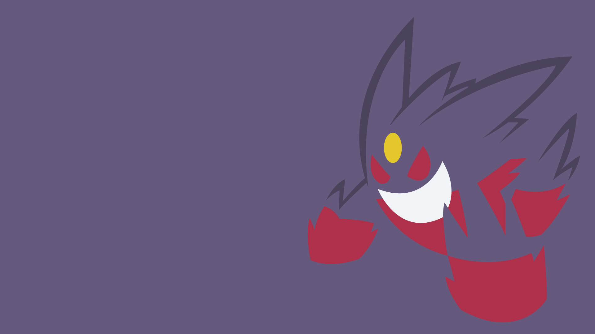 Mega Gengar, Pokémon, Minimalismo, Sfondo viola, 1920x1080, wallpaper desktop