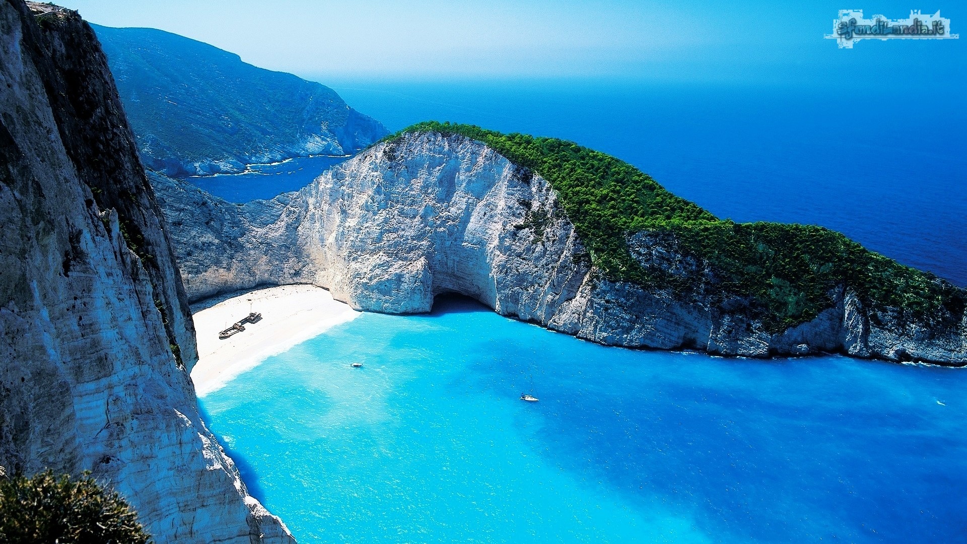 Spiaggia del Relitto, Navagio, Zante, Grecia, Mare turchese, Full HD, wallpaper per PC