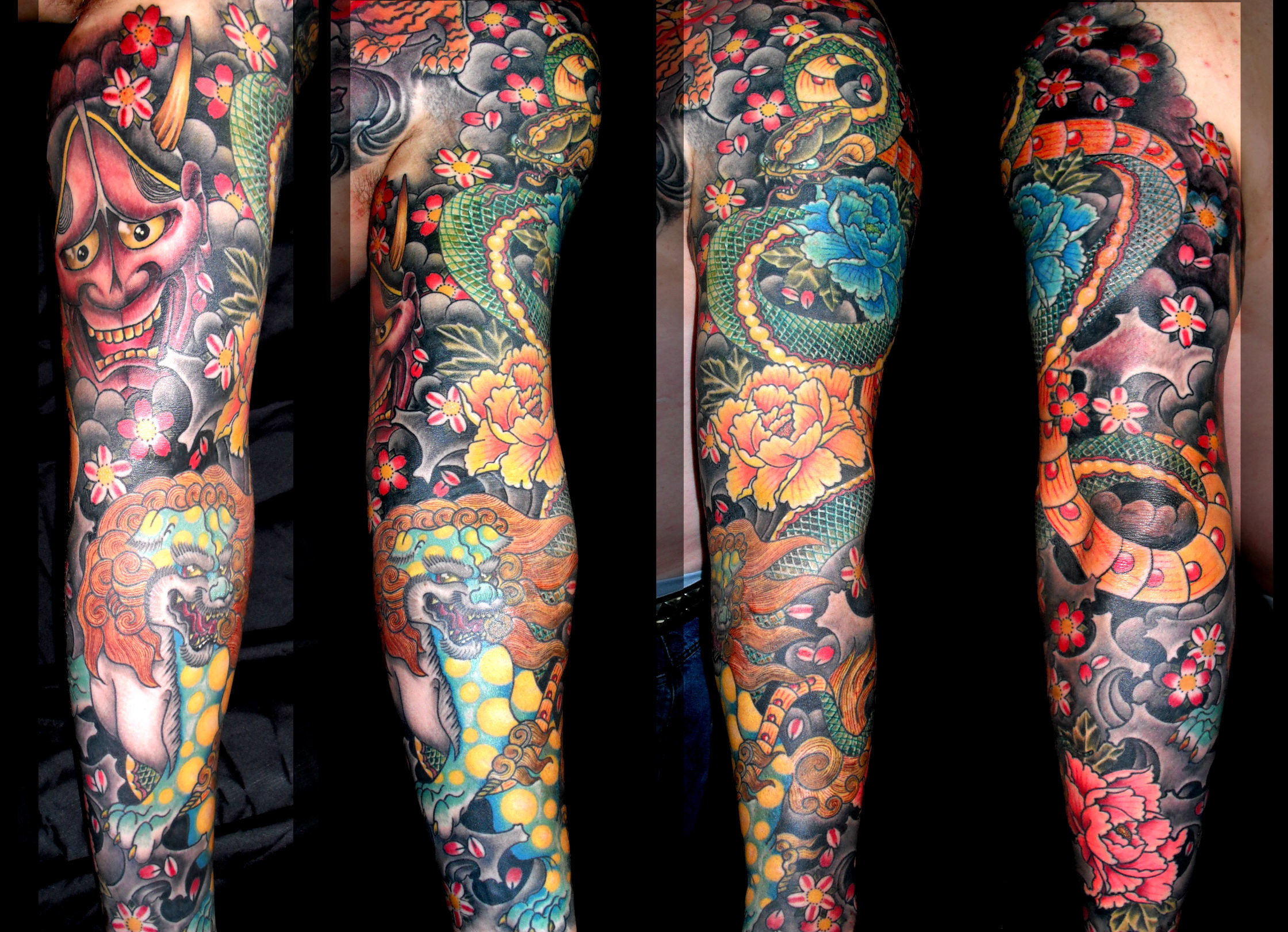 Sleeve tattoo, Tatuaggio giapponese, Braccia, Hannya, Full HD, sfondo desktop