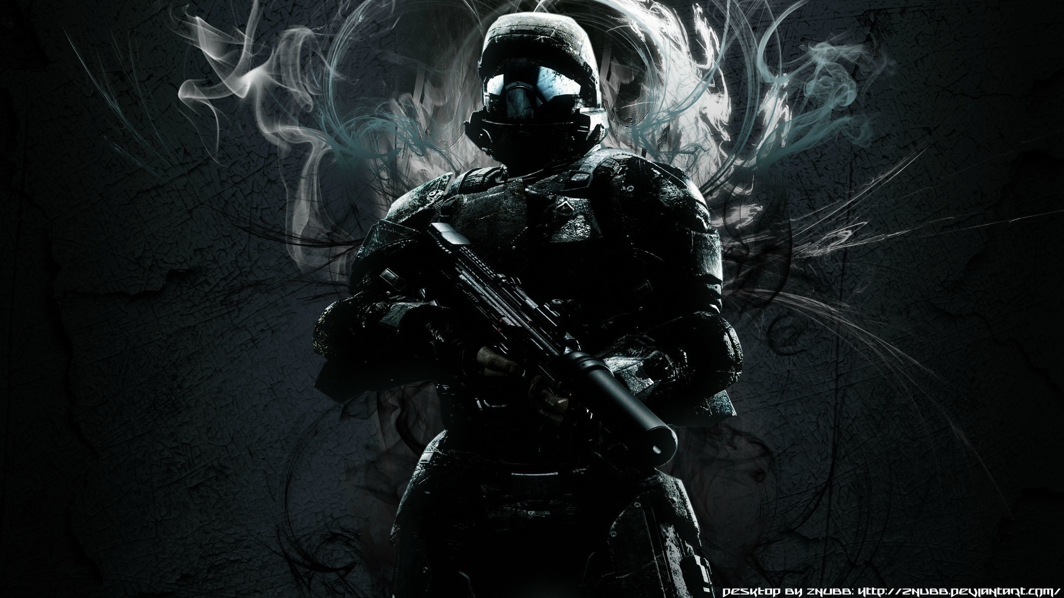 Halo 3: ODST, The Rookie, Fumo, Sfondo scuro, 16:9 Full HD, wallpaper widescreen