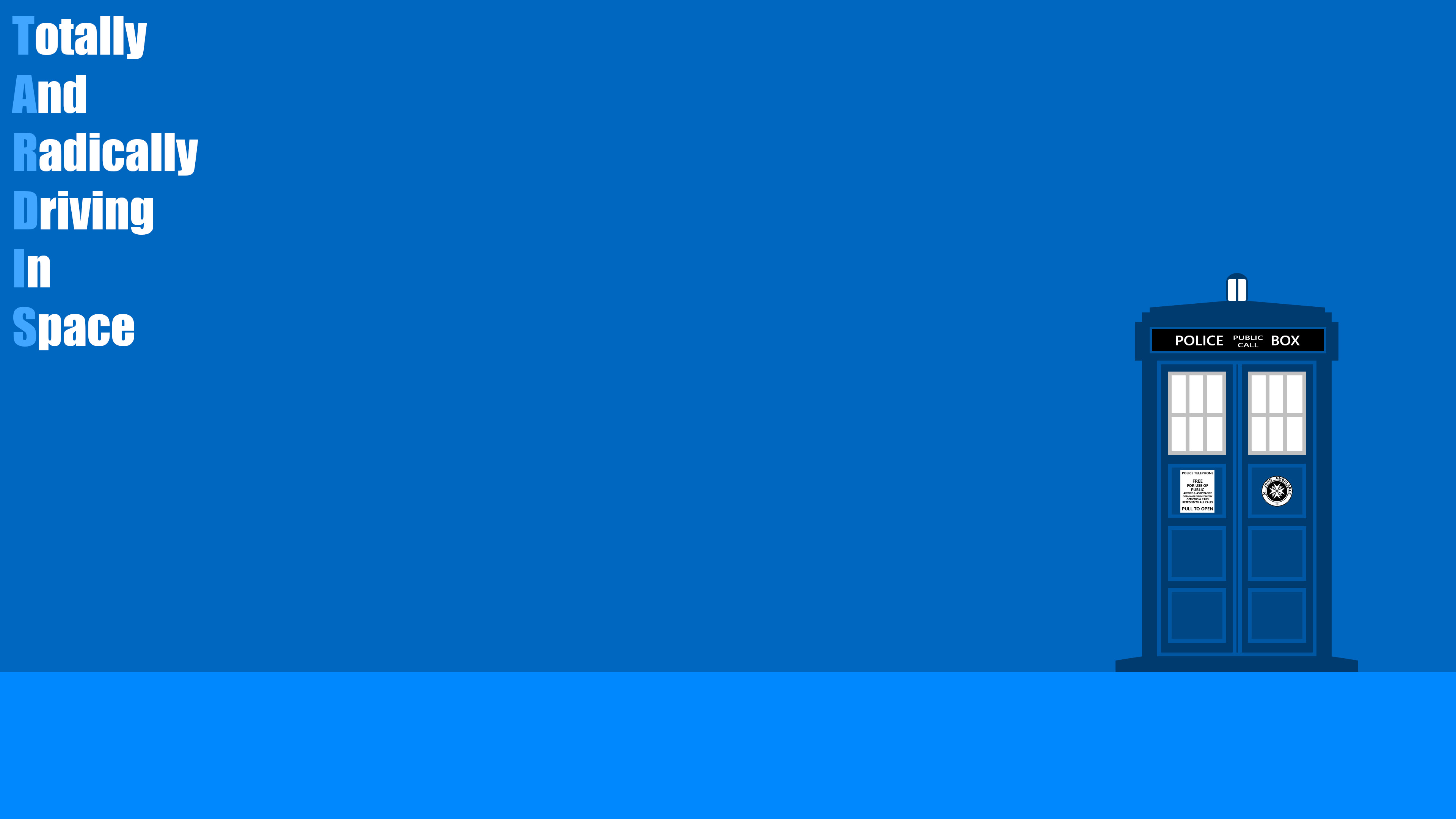 TARDIS, Doctor Who, Minimalista, Sfondo blu, Scritta, 4K, wallpaper per computer