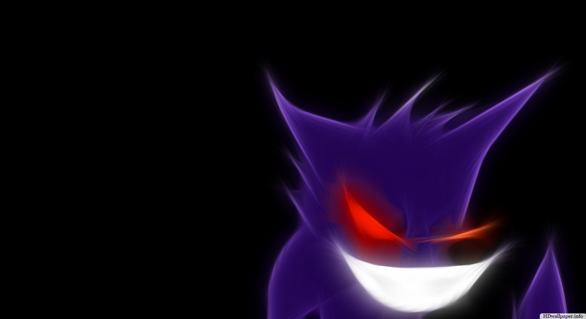 Gengar, Pokémon, Occhi rossi, Sfondo nero, Full HD, wallpaper per portatile