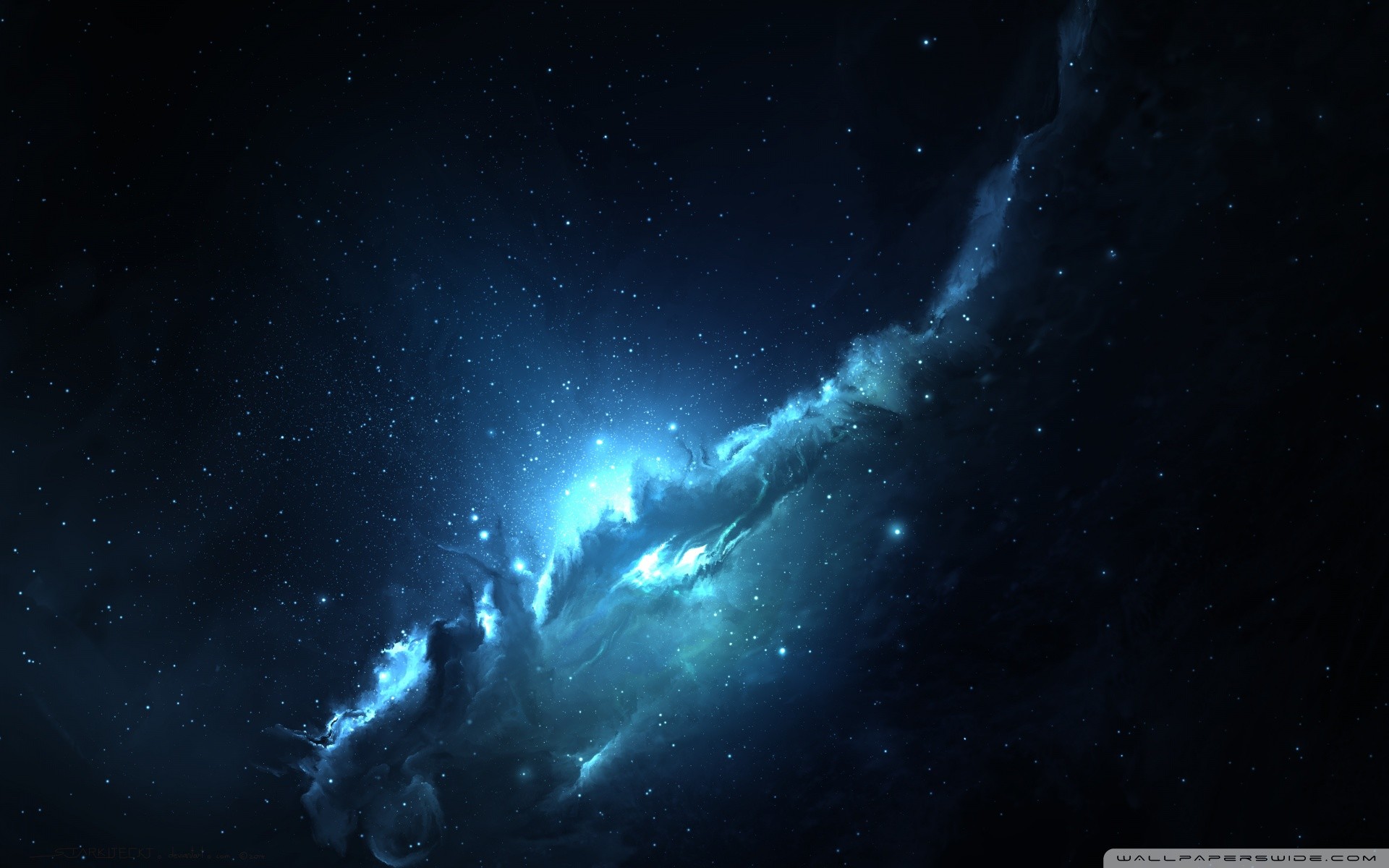 Nebulosa, Spazio, Blu, Minimalista, 16:10 Full HD, wallpaper widescreen