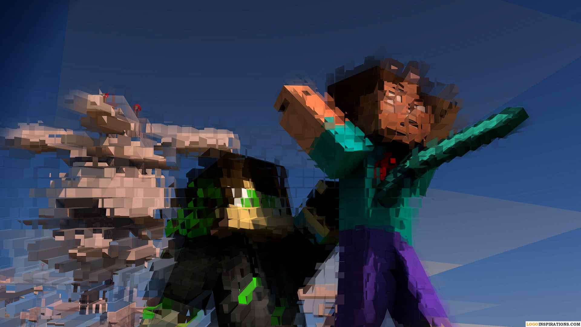Minecraft, Novaskin, Spada di diamante, Effetto glitch, Full HD, wallpaper desktop