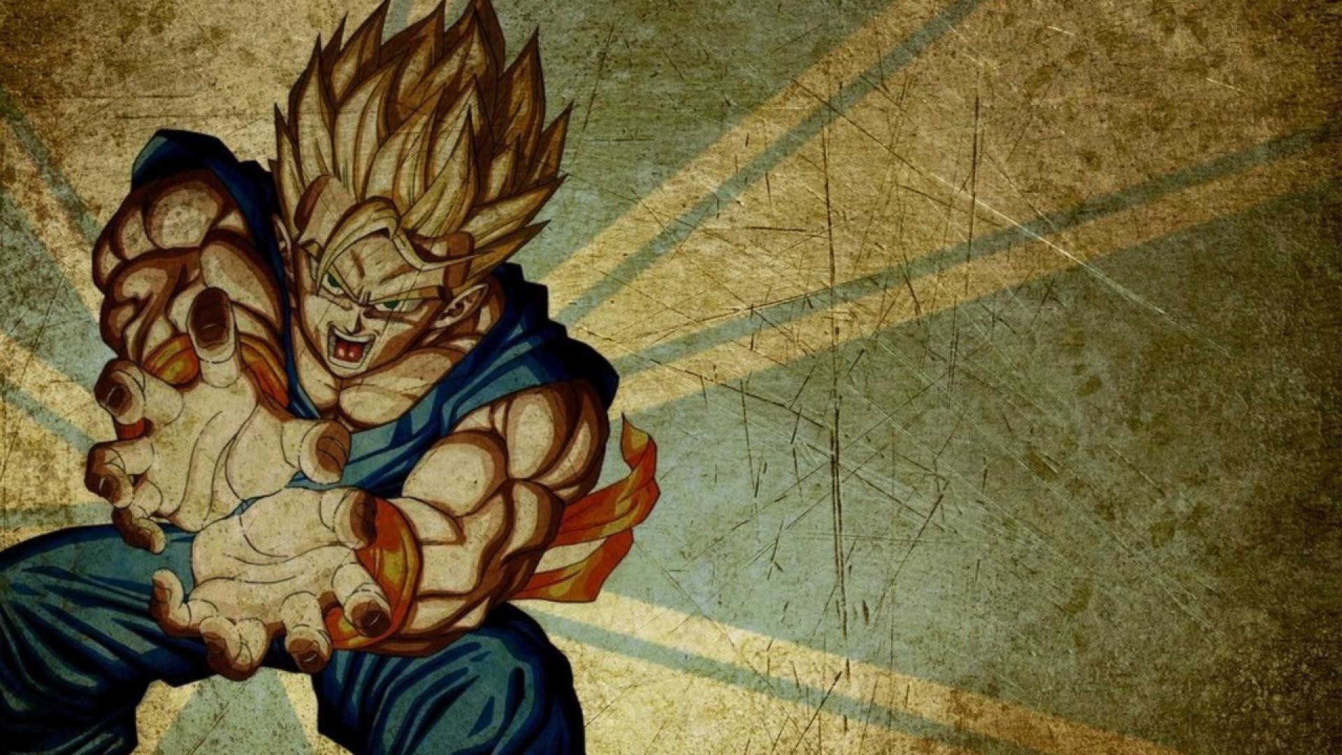 Goku, Kamehameha, Dragon Ball Z, Stile vintage, Texture, Full HD, sfondo per PC