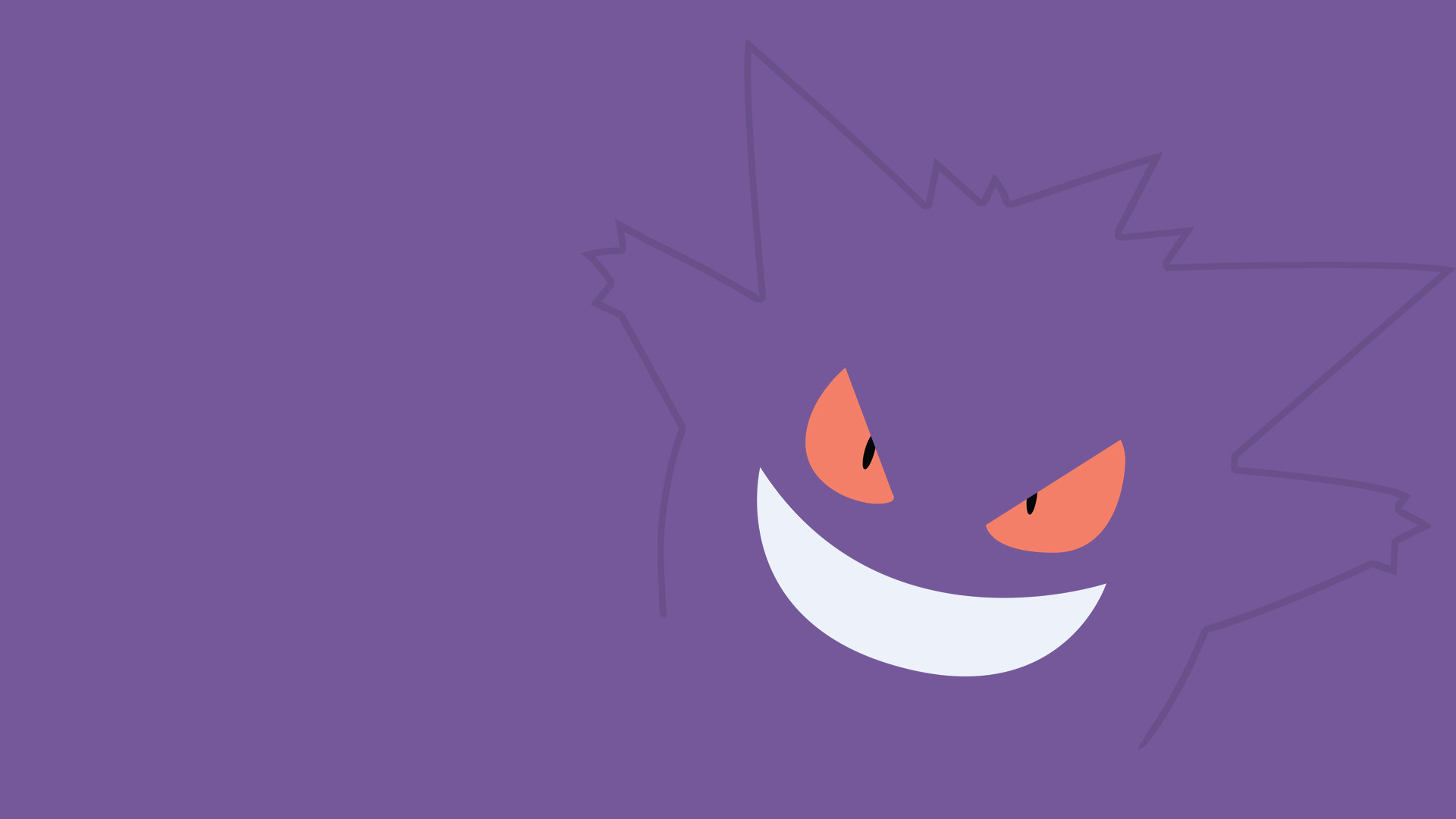 Gengar, Pokémon, Minimalismo, Sfondo viola, Full HD, wallpaper per computer