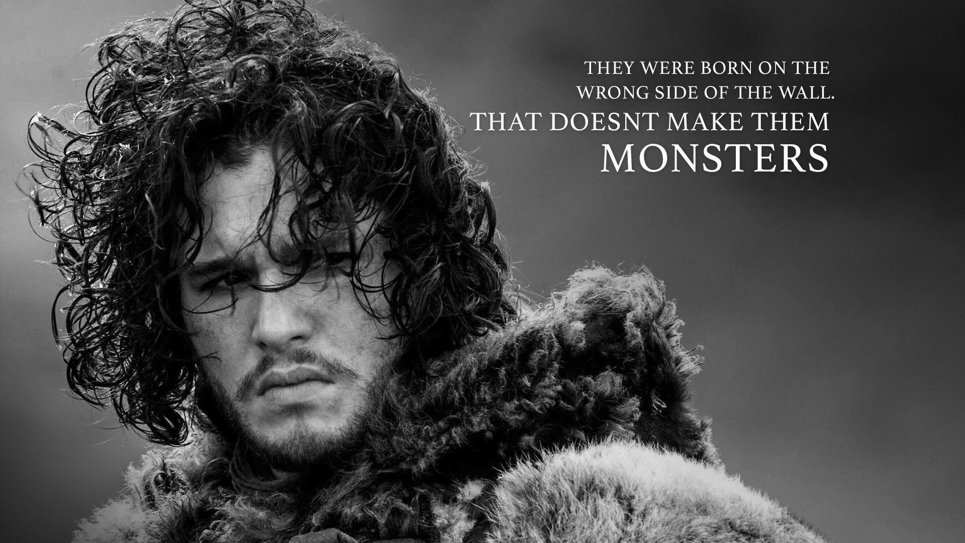 Jon Snow, Kit Harington, Citazione, Bianco e nero, 1920x1080, wallpaper desktop