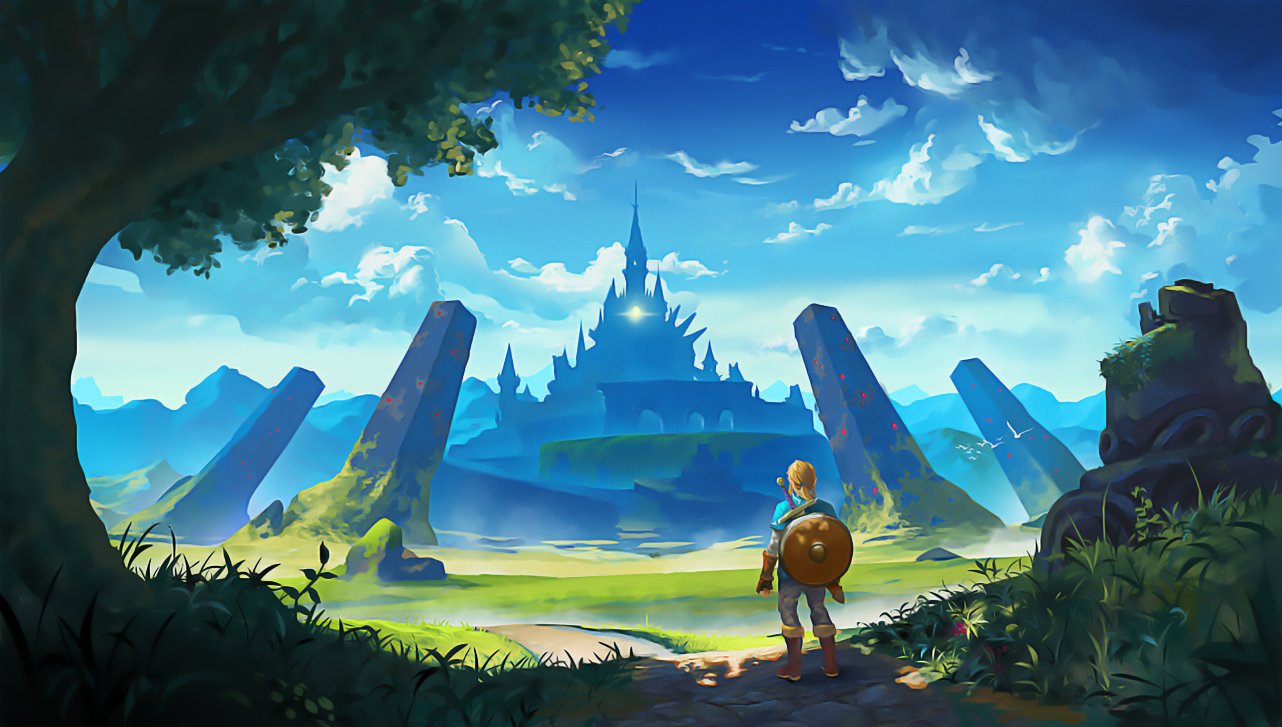 Link, Castello di Hyrule, The Legend of Zelda: Breath of the Wild, Paesaggio, immagine di sfondo