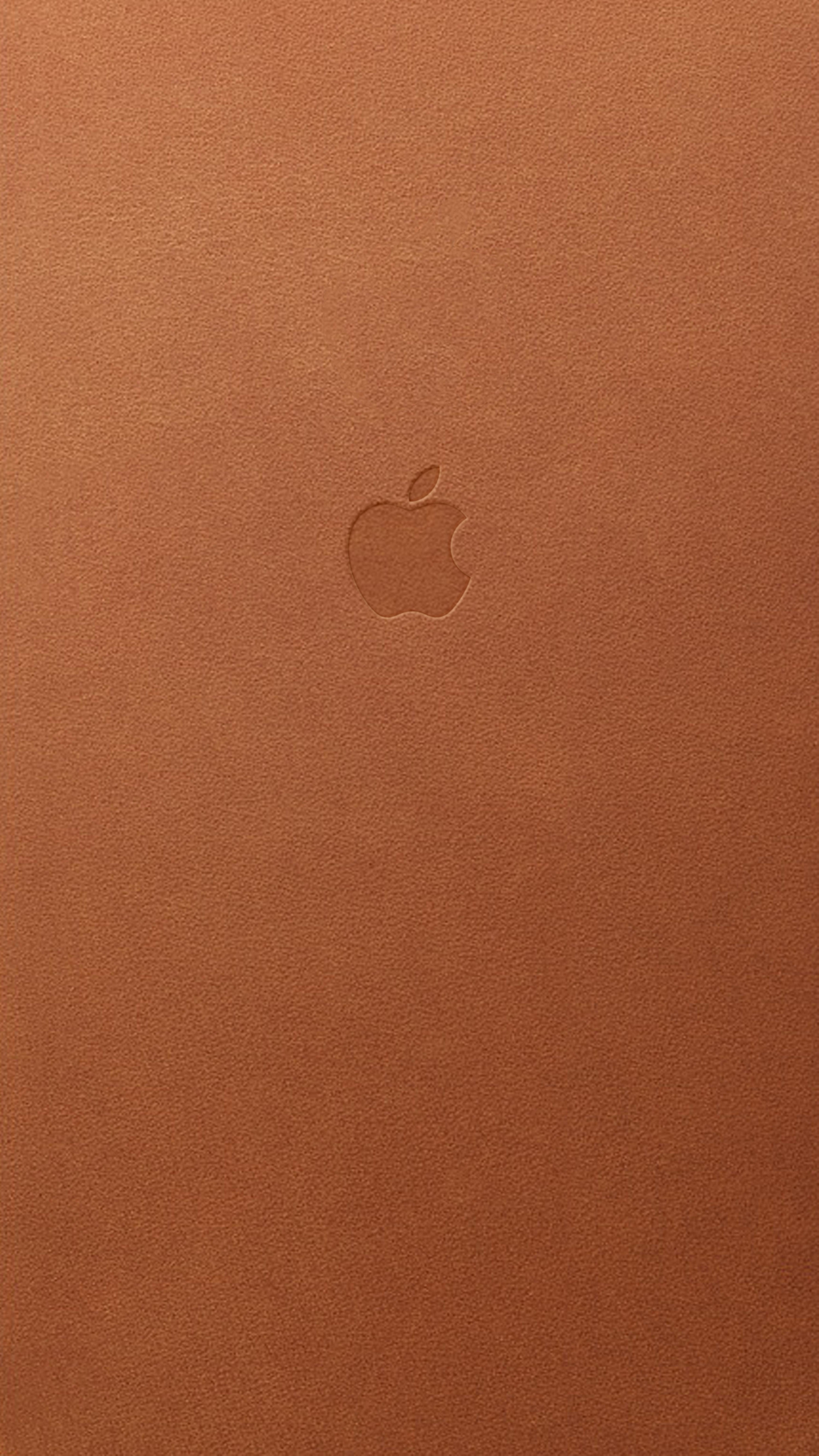 Logo Apple, Cuoio, Marrone chiaro, Tinta unita, sfondo per iPhone e Android