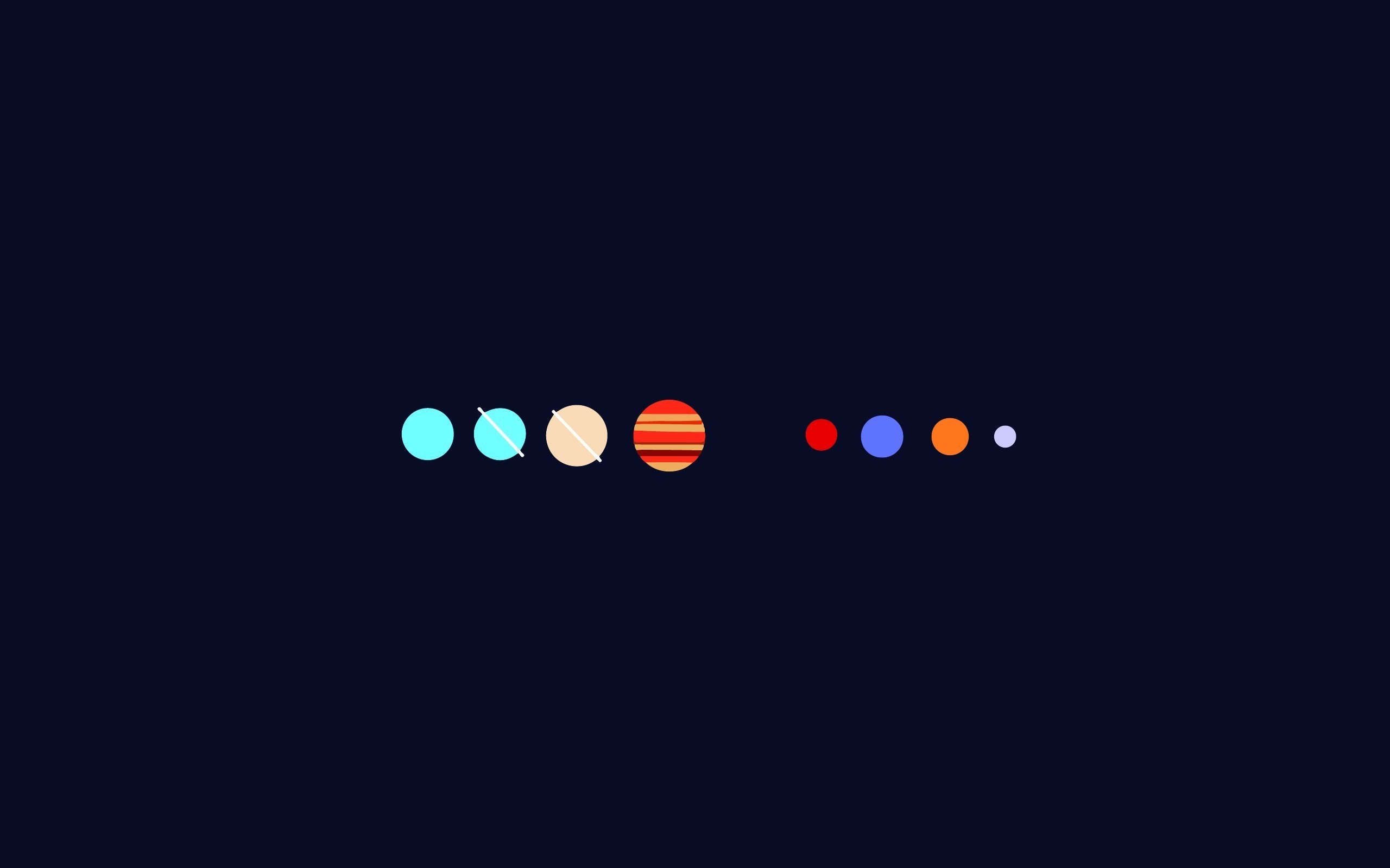 Sistema solare, Minimalista, Design piatto, Blu notte, 16:10 2K, sfondo widescreen